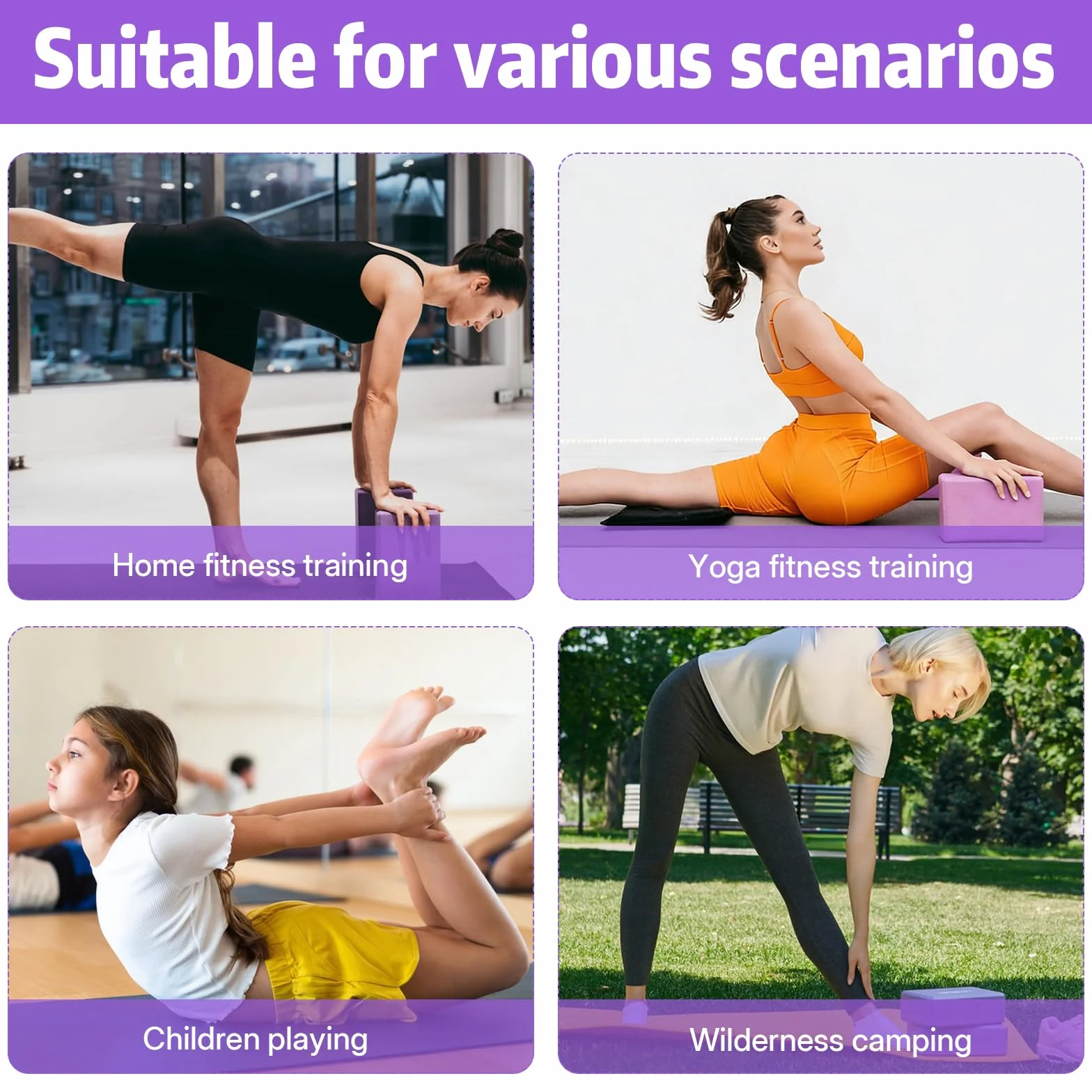 Brique Yoga Lot de 2 EVA Haute Densité Violet