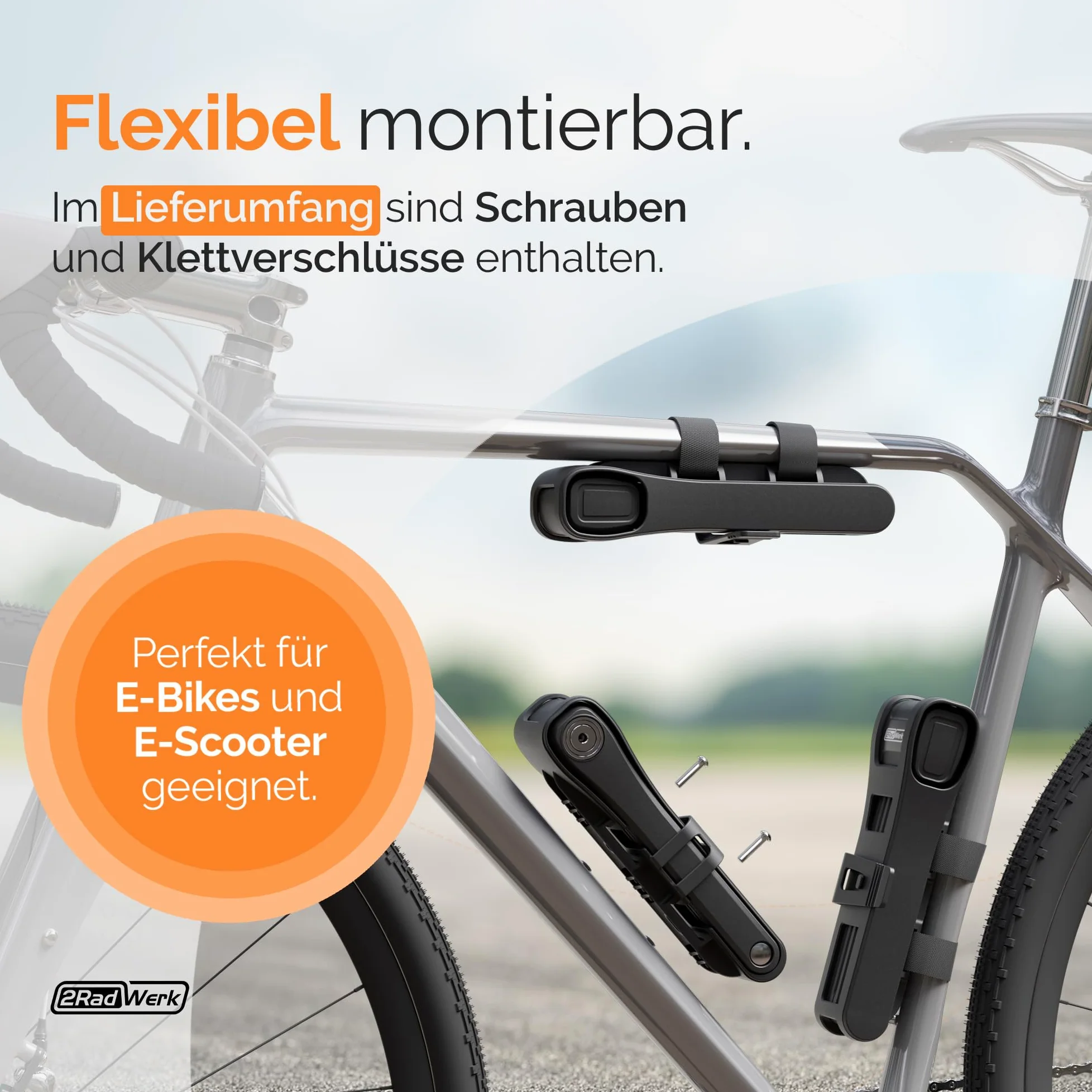 2Radwerk Antivol de vélo Secure Fold Pro - Antivol pliable certifié ART avec mécanisme Ultra Lock - Antivol pliable pour vélo électrique - Antivol pliable pour vélo électrique avec support