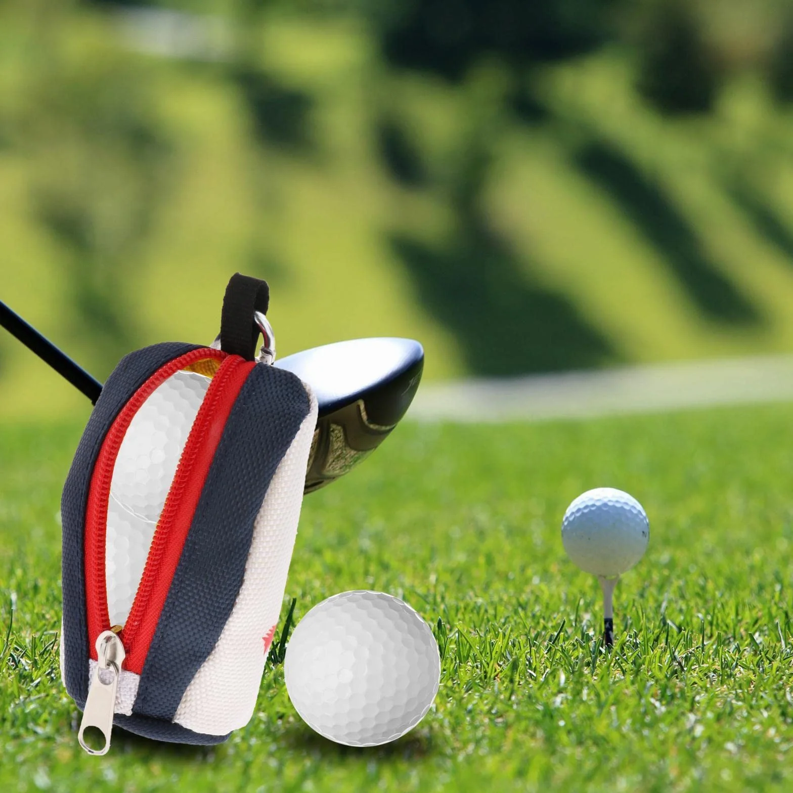 F Fityle Portable Club Ball Pouch Tee Holder Storage Organizer 2 Balls Golf Hand Belt Waist Bag