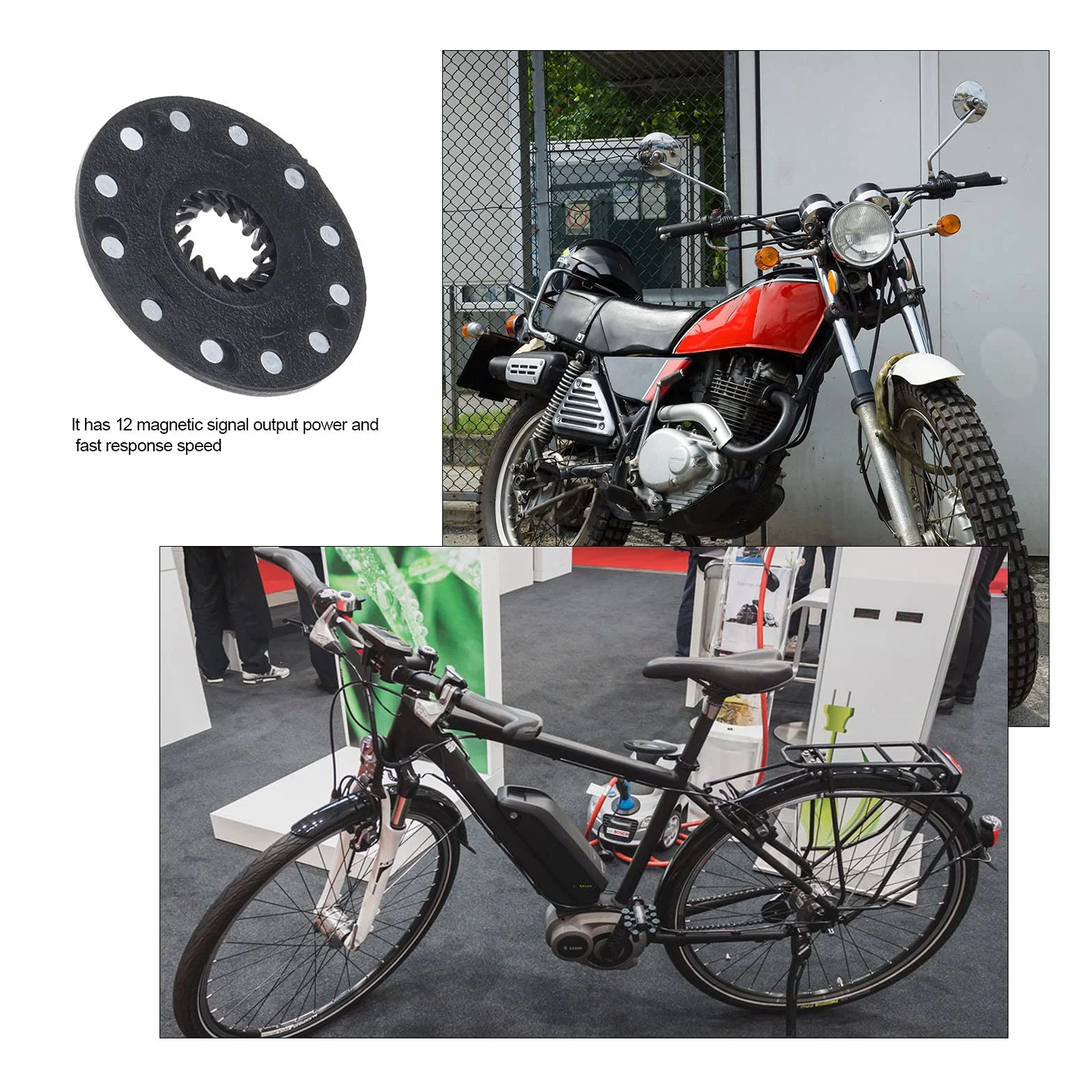 EMSea 12 Aimants Capteur de Vitesse avec Connecteur 3 Broches Mâle Câble 90cm pour Vélo Électrique