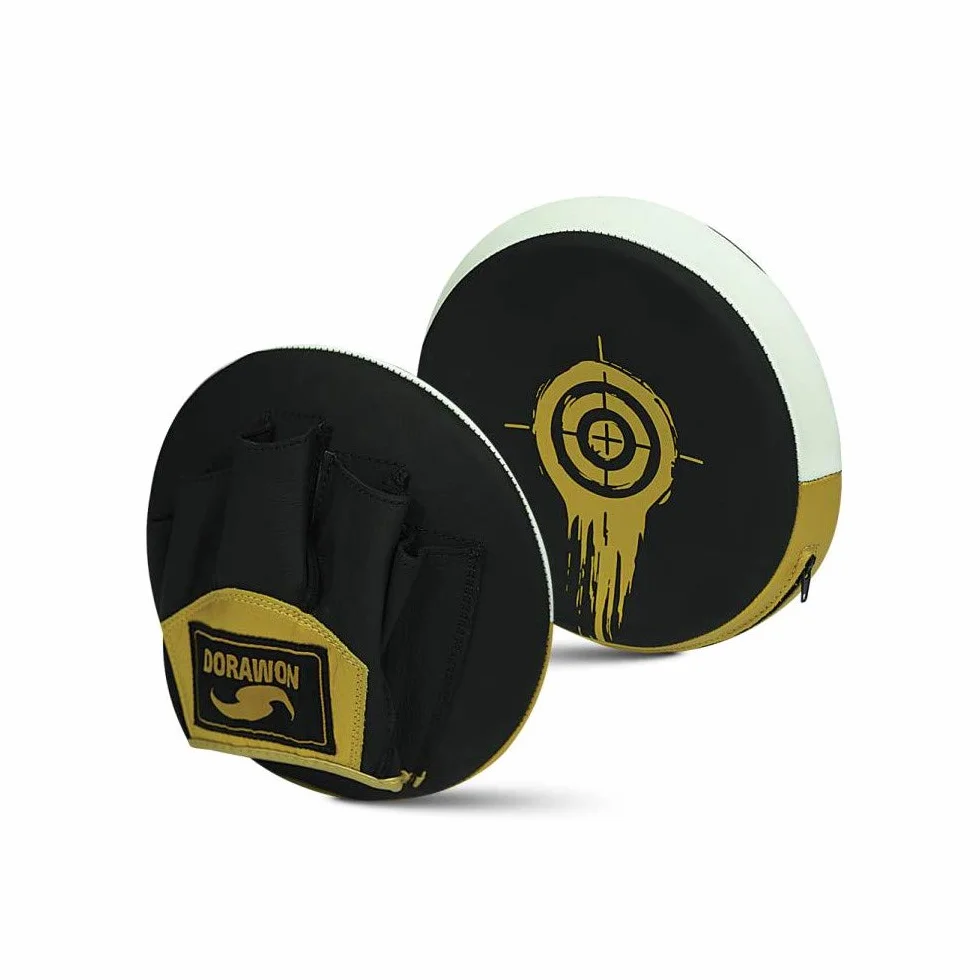 Paire de Pattes d'ours Ronde en Cuir Phoenix, Noir et Or