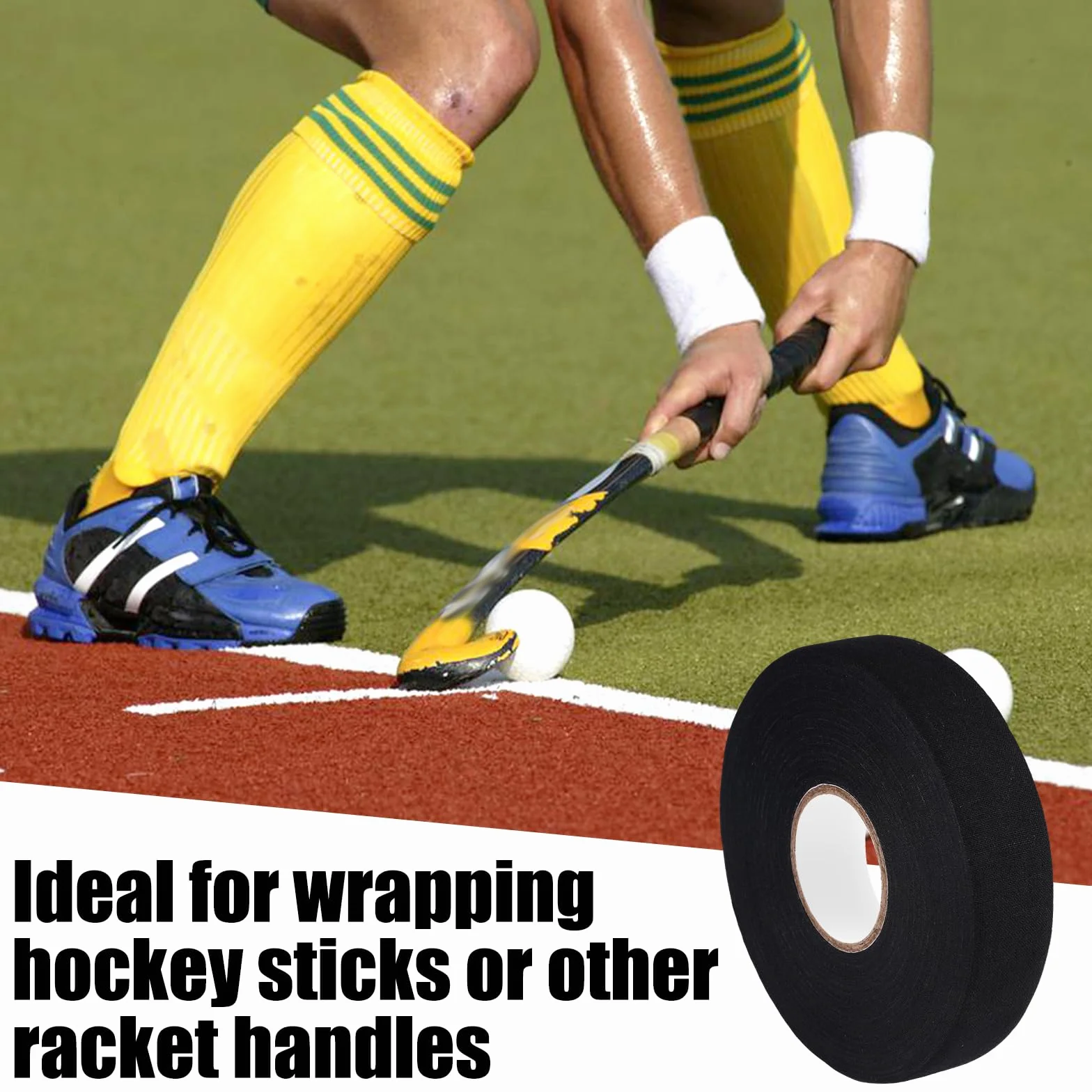 Ruban de Hockey Antidérapant 25m x 25mm pour Tennis, Badminton, Golf