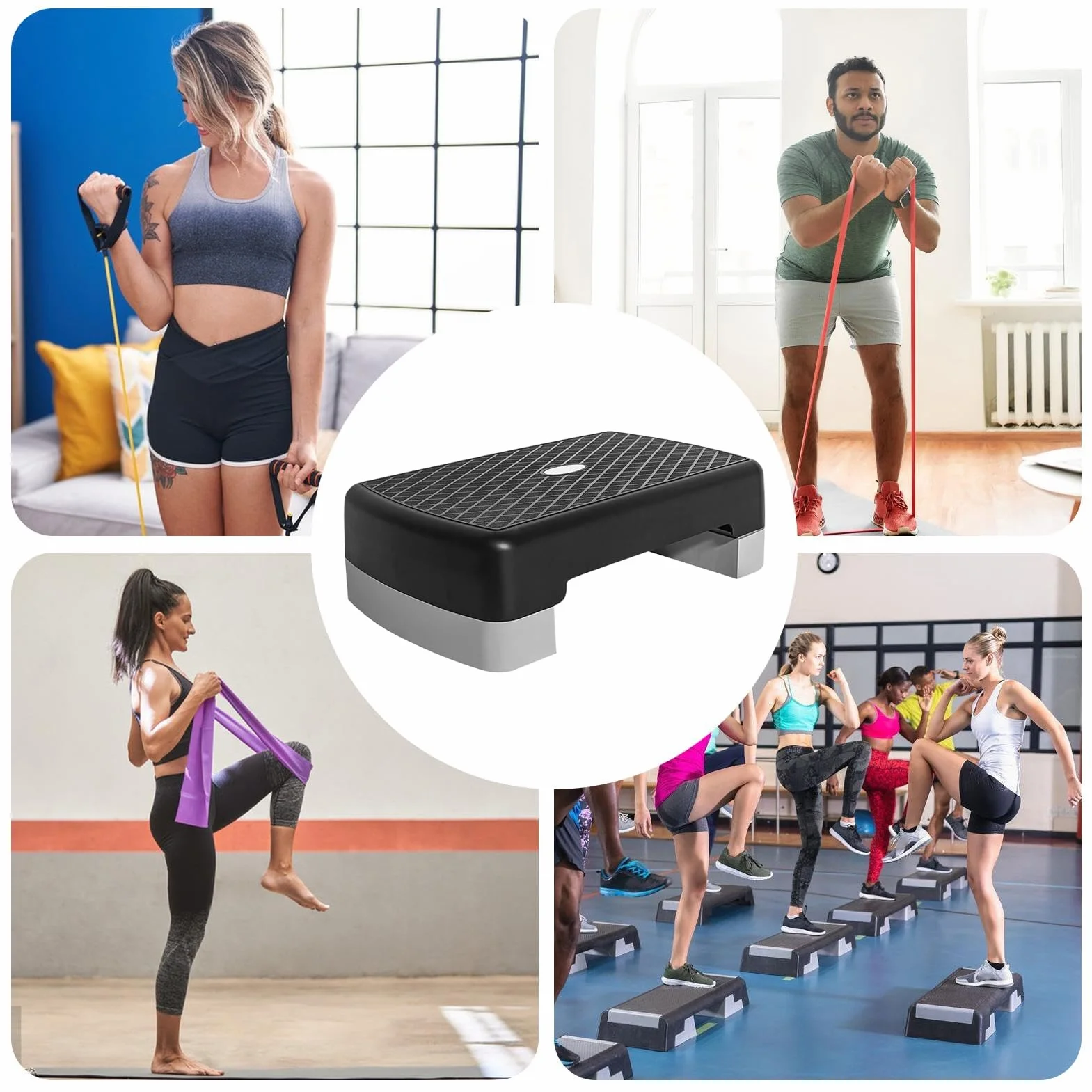 Stepper Aérobic Hauteur Réglable Antidérapant 45 cm Cardio Gym Domicile