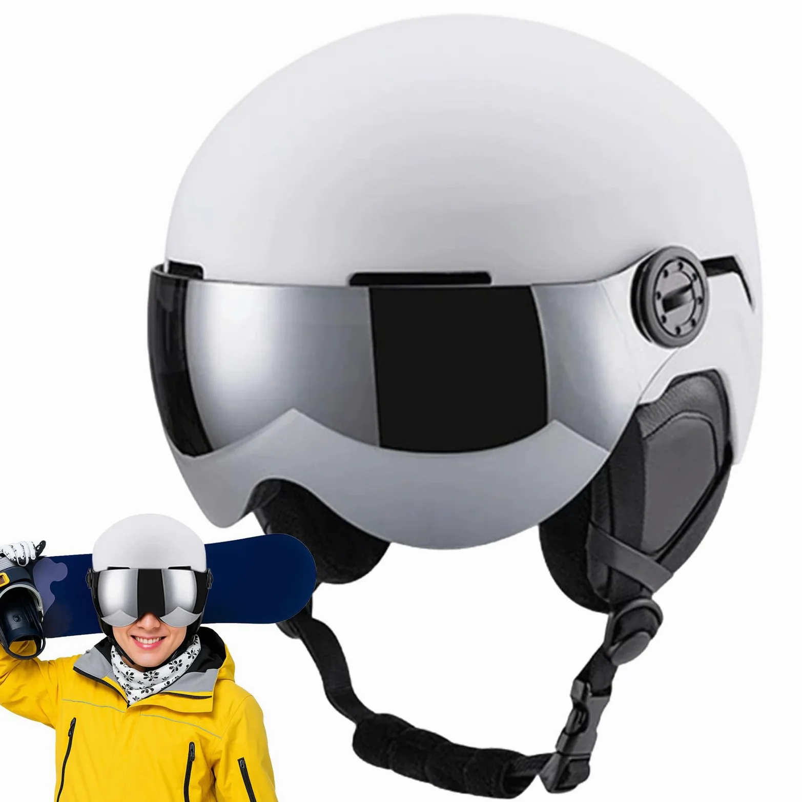 Casque pour le Snowboard,Antichoc Et Thermique Avec Masque | Casque Pour Sports De Neige À Coque Intérieure En Mousse - pour Hommes Femmes Jeunes Adultes Jeunes Skieur Snowboardeur Station Extérieur S
