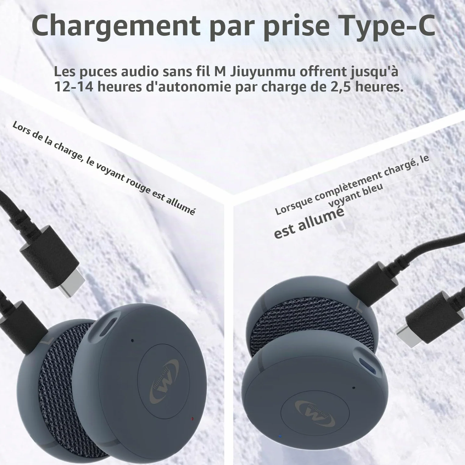 Outdoor Sports Ski Helmet Headphones - Haut-parleurs de Casque Bluetooth 5.3 sans Fil pour Le Ski, Le Snowboard, Le vélo de Montagne et l'escalade