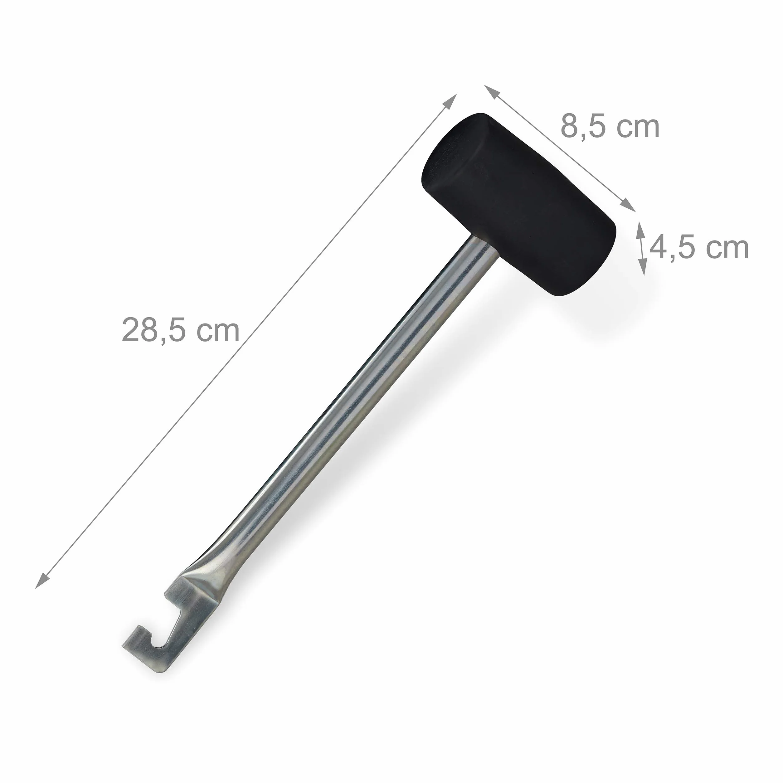 Relaxdays Marteau de camping lot de 2 28,5 cm caoutchouc fer argenté-noir