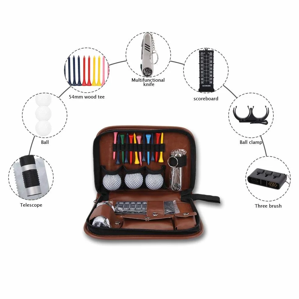 BuyWeek Sac de Trousse à Outils de Golf, Accessoires de Golf pour Homme et Femme, Trousse à Outils de Golf multifonctionnelle, Sac en PU pour Cadeau de Golf