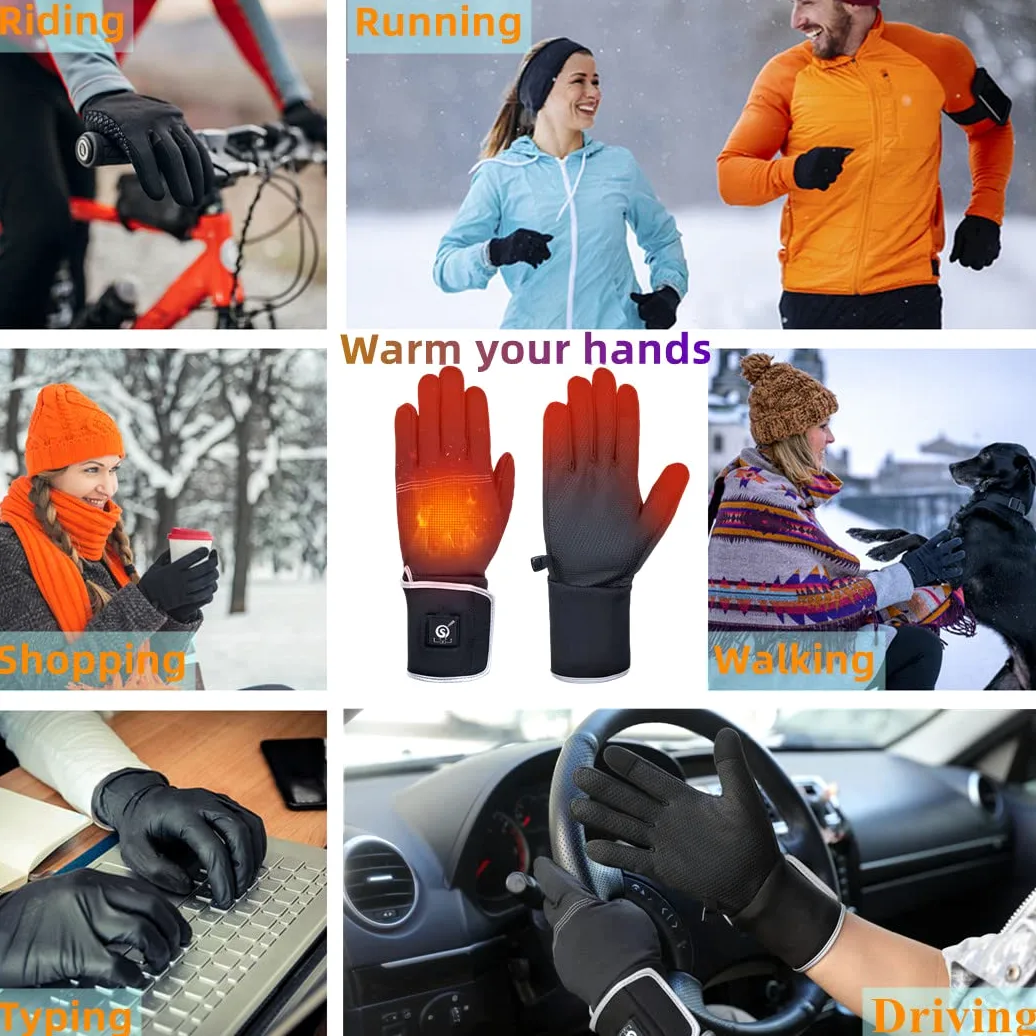 BARCHI Gants Chauffants,Gants Minces électriques Rechargeables avec Affichage de la Puissance restante,adaptés à la Conduite en Hiver,à la dactylographie,à la Course à Pied,etc.