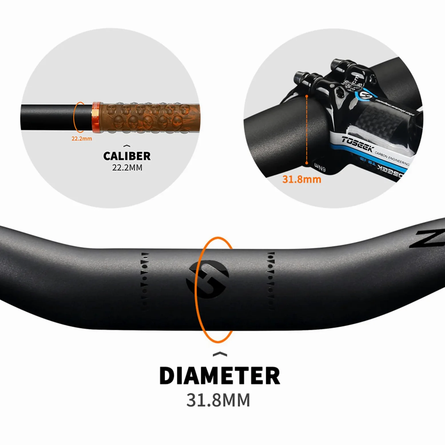 Guidon de vélo de Montagne entièrement en Carbone 31,8 * 580-760 mm Riser/Barres Plates 3K Matt Glossy Haute résistance Accessoires de vélo Super légers Guidons VTT