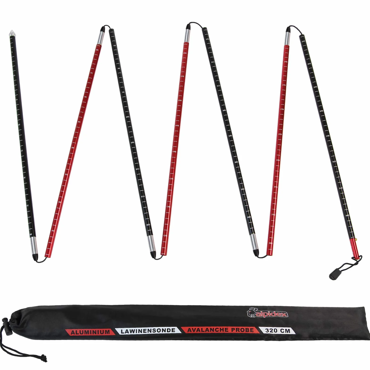 ALPIDEX Sonde Avalanche Sonde Neige Aluminium 260 cm ou 320 cm