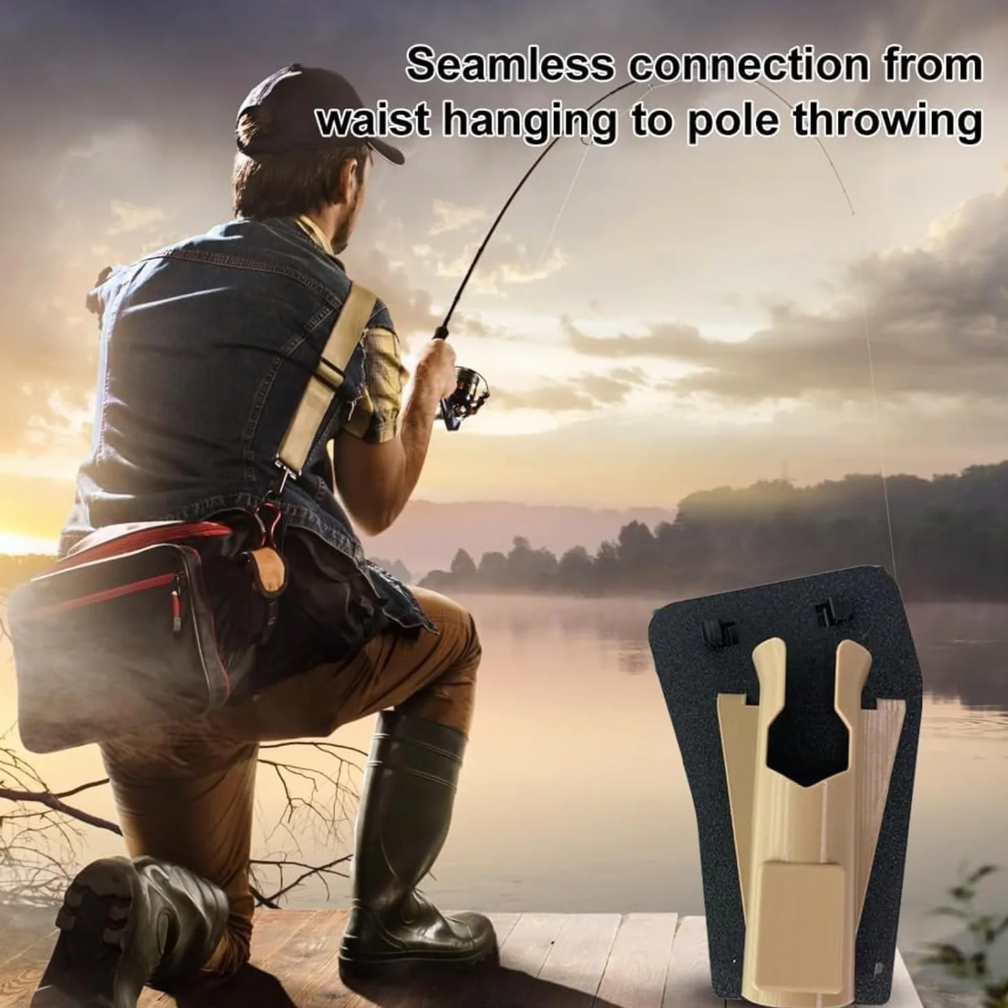 Étui Hanche Canne Pêche Coulissant, Porte-Canne Ceinture Support Portable Mains Libres