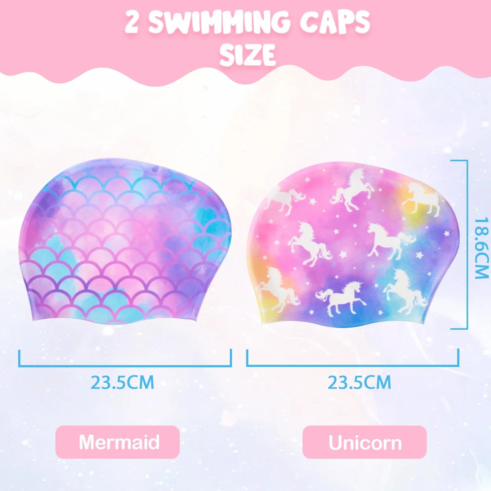 Bonnets de Bain en Silicone Imperméables pour Enfants Lot de 2