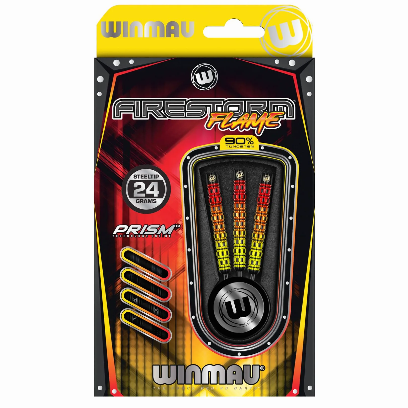 WINMAU Firestorm Flame Jeu de fléchettes Professionnelles en tungstène avec ailettes et tiges