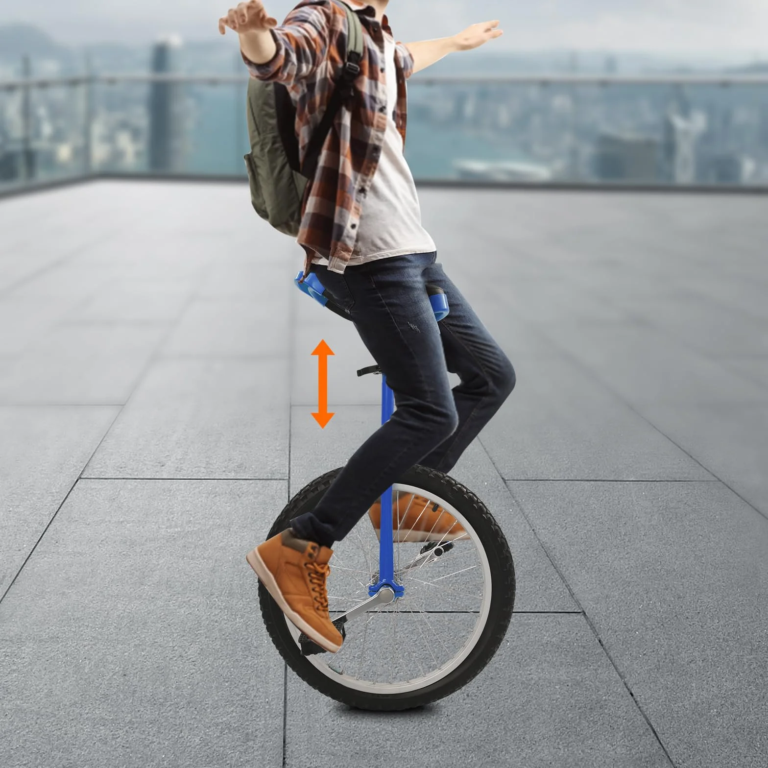 Monocycle 45,7 cm - Entraînement d'équilibre avec hauteur réglable et poignée