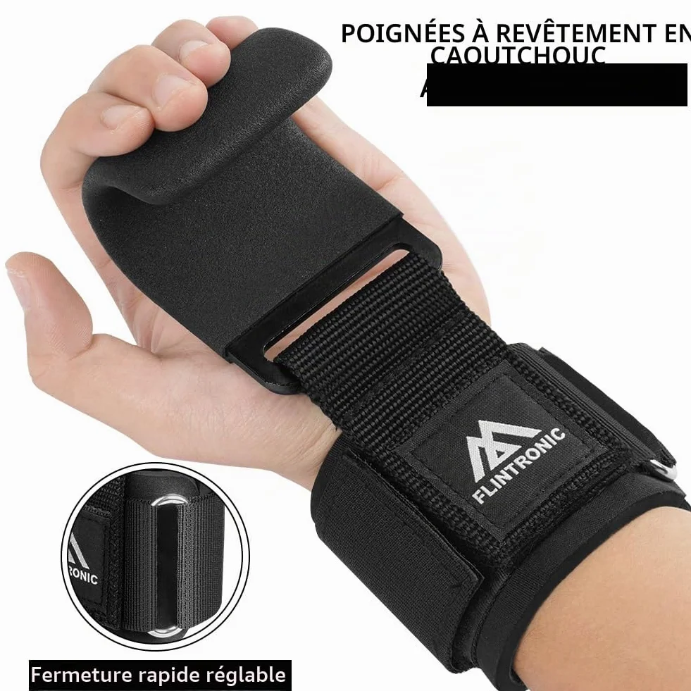 Flintronic Crochets d'haltérophilie 8 cm Néoprène Rembourré Bandage Poignet pour Powerlifting Levage Tirage Barre Crossfit