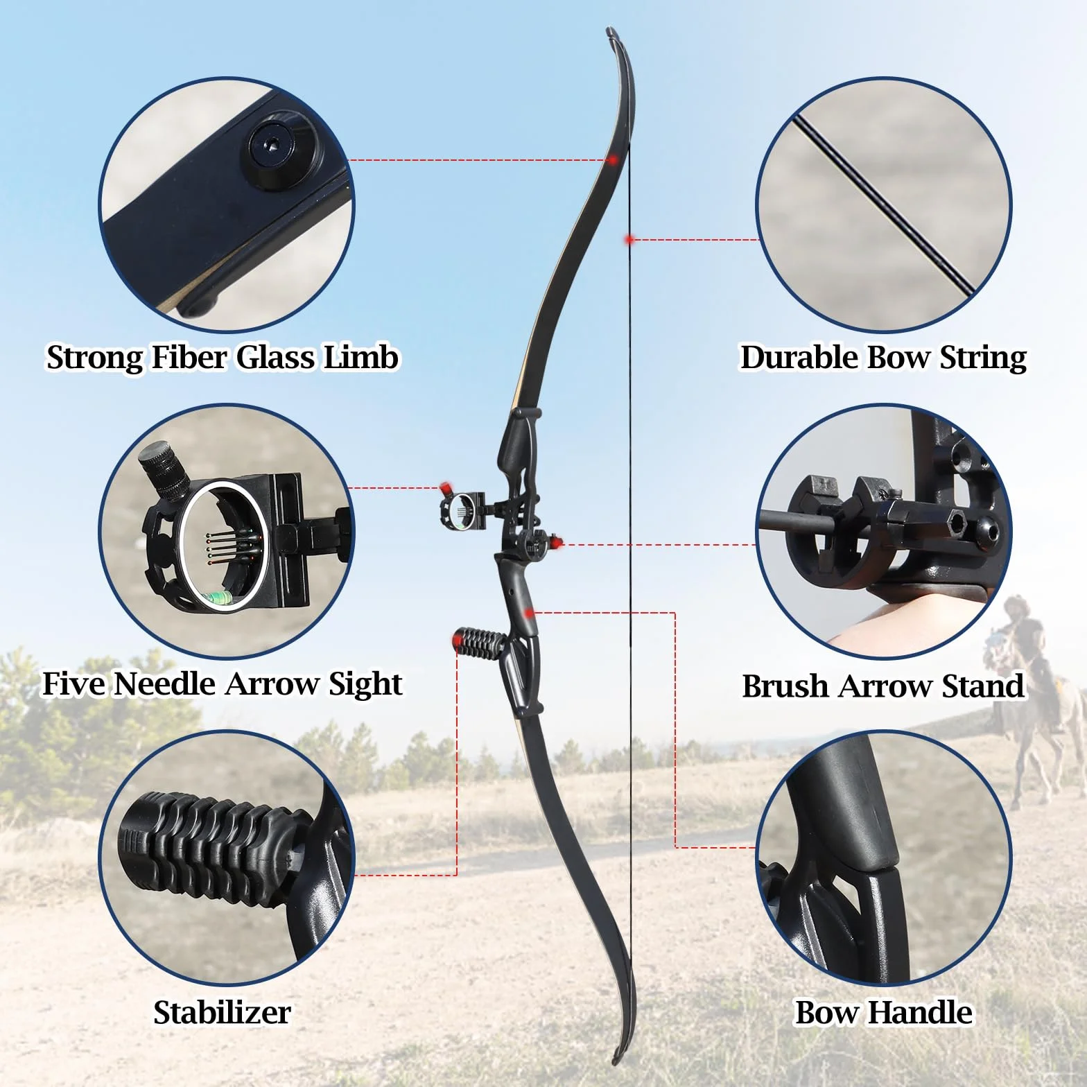 D&Q Arc de Chasse Adulte 30-45lbs avec 12 flèches pour Tir