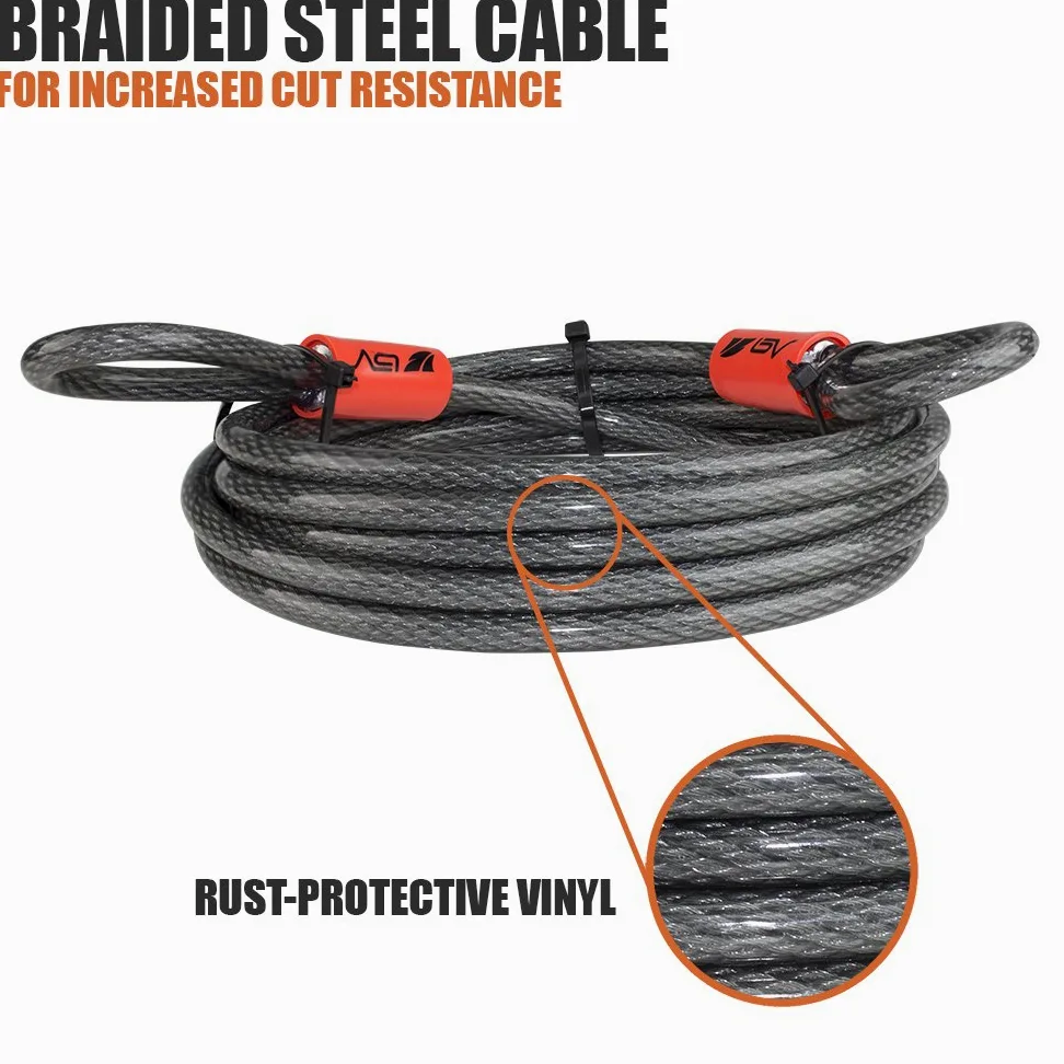 BV 9,1 m câble de sécurité en Acier avec Boucles, Flex câble, câble de Verrouillage 3/20,3 cm, pour Un Antivol et Cadenas (Lot de 2)