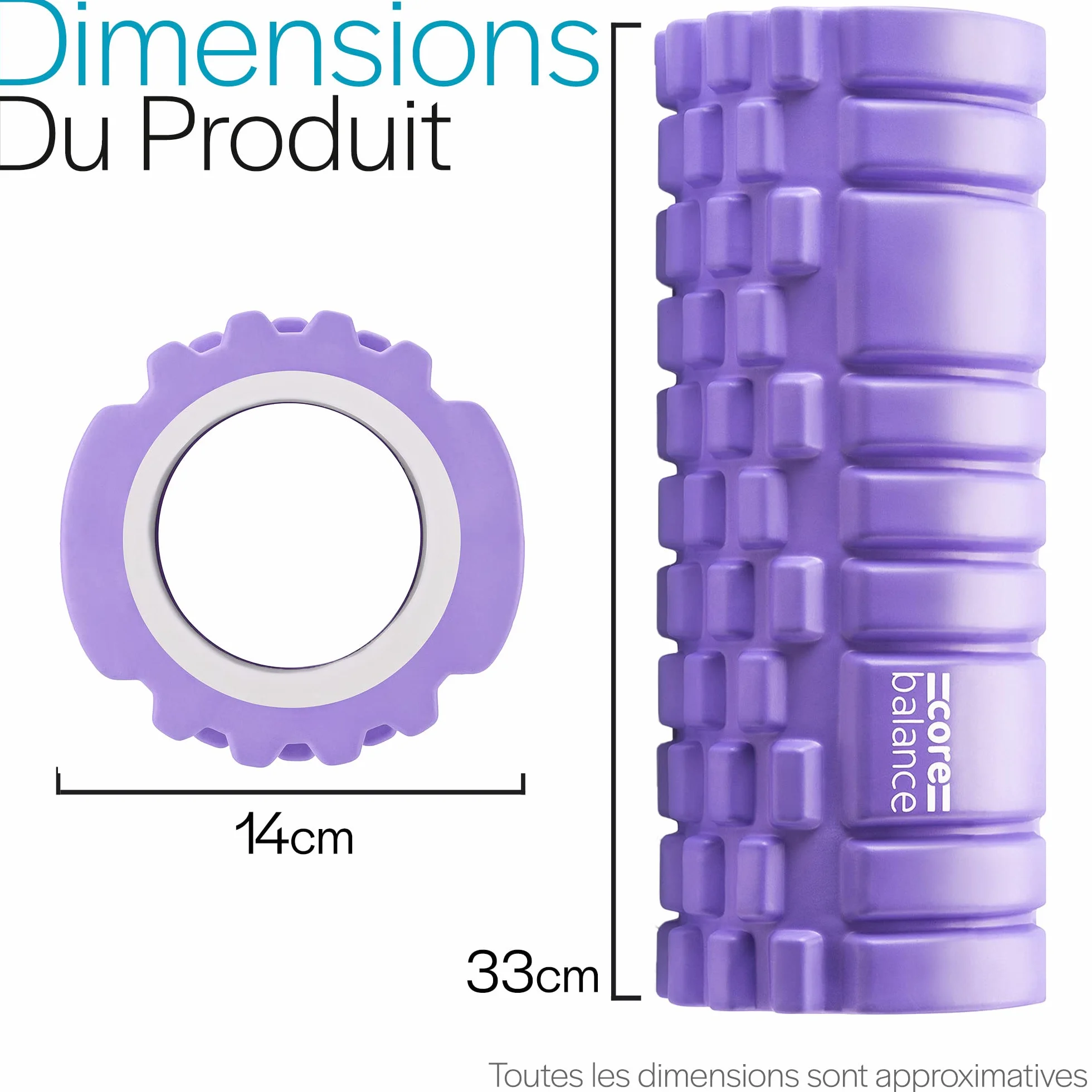 Core Balance Rouleau de Massage à Picots pour Massage Profond des Muscles - Foam Roller de Fitness