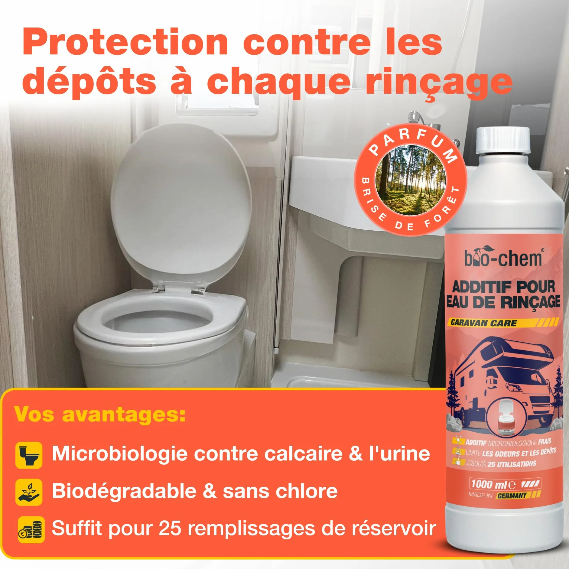 Bio-Chem Kits d'additifs hygiéniques pour Toilettes de Camping - Liquide sanitaire, additif pour eau de rinçage