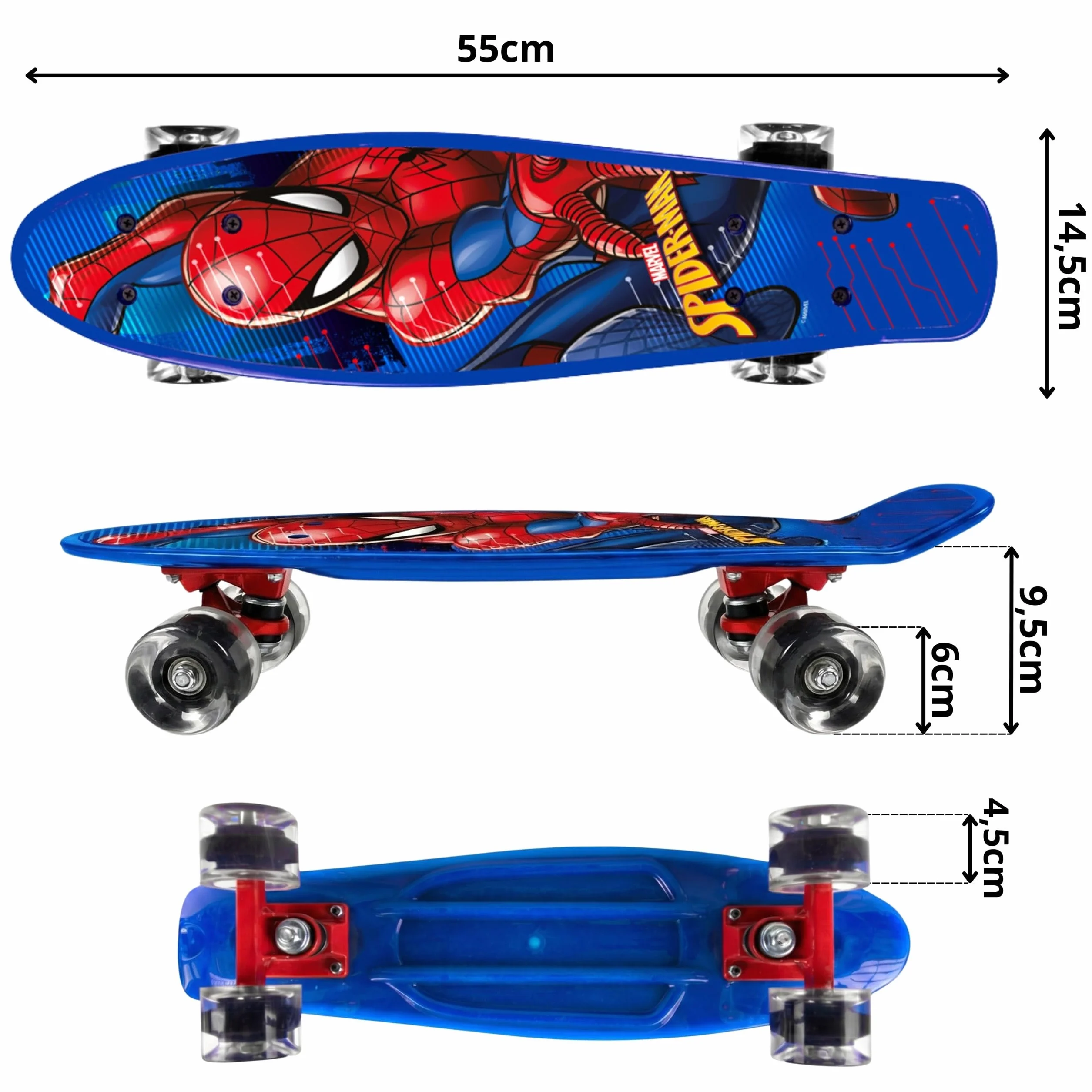 Fish-Skateboard 55 cm Planche antidérapante légère Stable 20-50 kg
