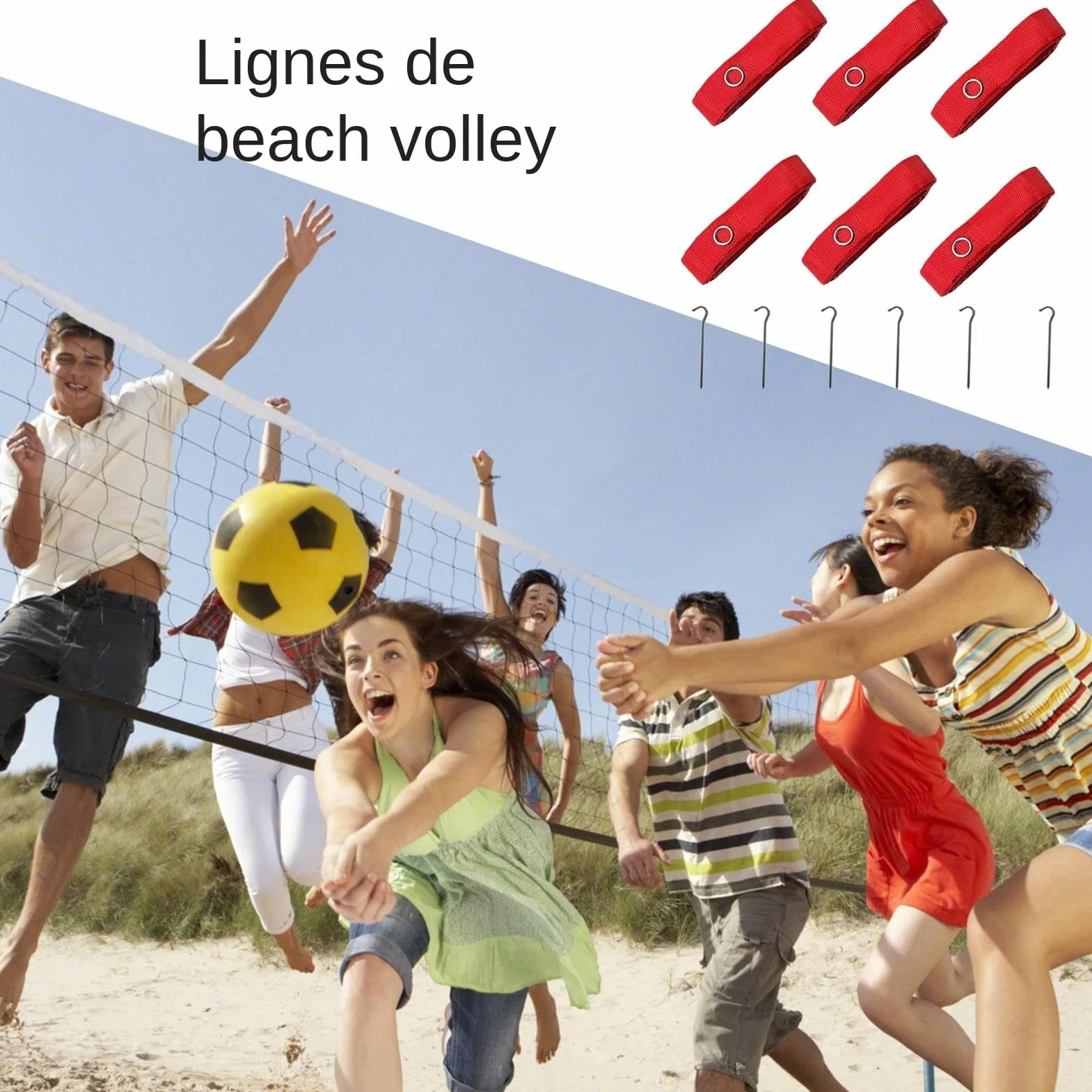 Cordons De Terrain De Volley-ball - Cordons De Beach-volley Résistants Aux Intempéries, Terrain De Sable, Entraînement Sportif, Pointes En Acier