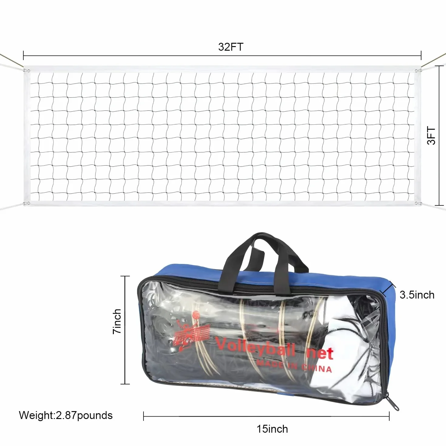 Professionel Filet de Volley-Ball 9,5m x 1m avec Câble Métallique d'Avion Extérieur Jardin