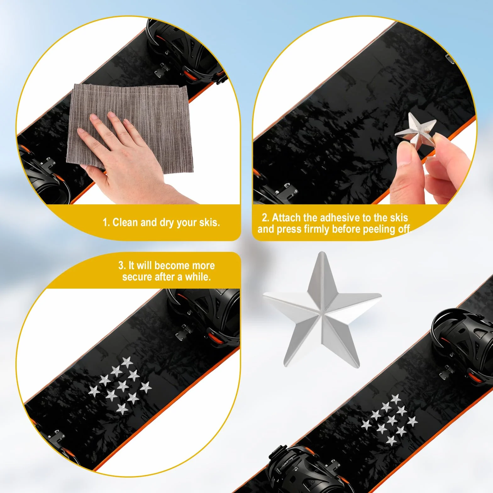 Penitue Pads de Snowboard Antidérapants en Fer, Pad Antidérapant Auto-Adhésif pour Meilleure Adhérence (10 Pièces)