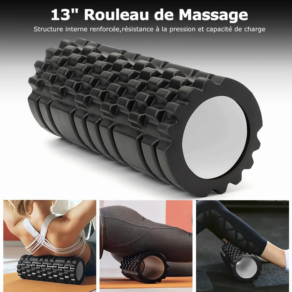 Qveetry Rouleau de Massage Mousse avec Bâton Musculaire, Balles, Bandes de Résistance