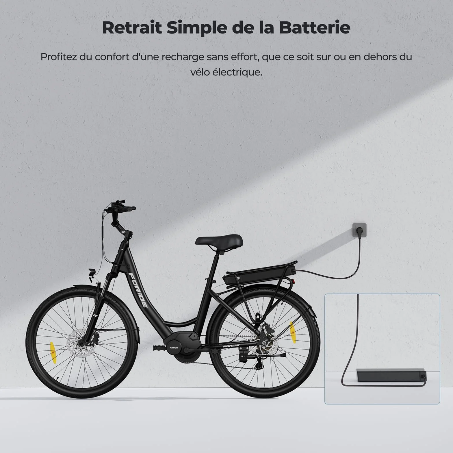 Vélos électriques Urbano 2 26 Pouces Moteur Central 36V 13AH 250W VTC Homme Femme Autonomie 100km
