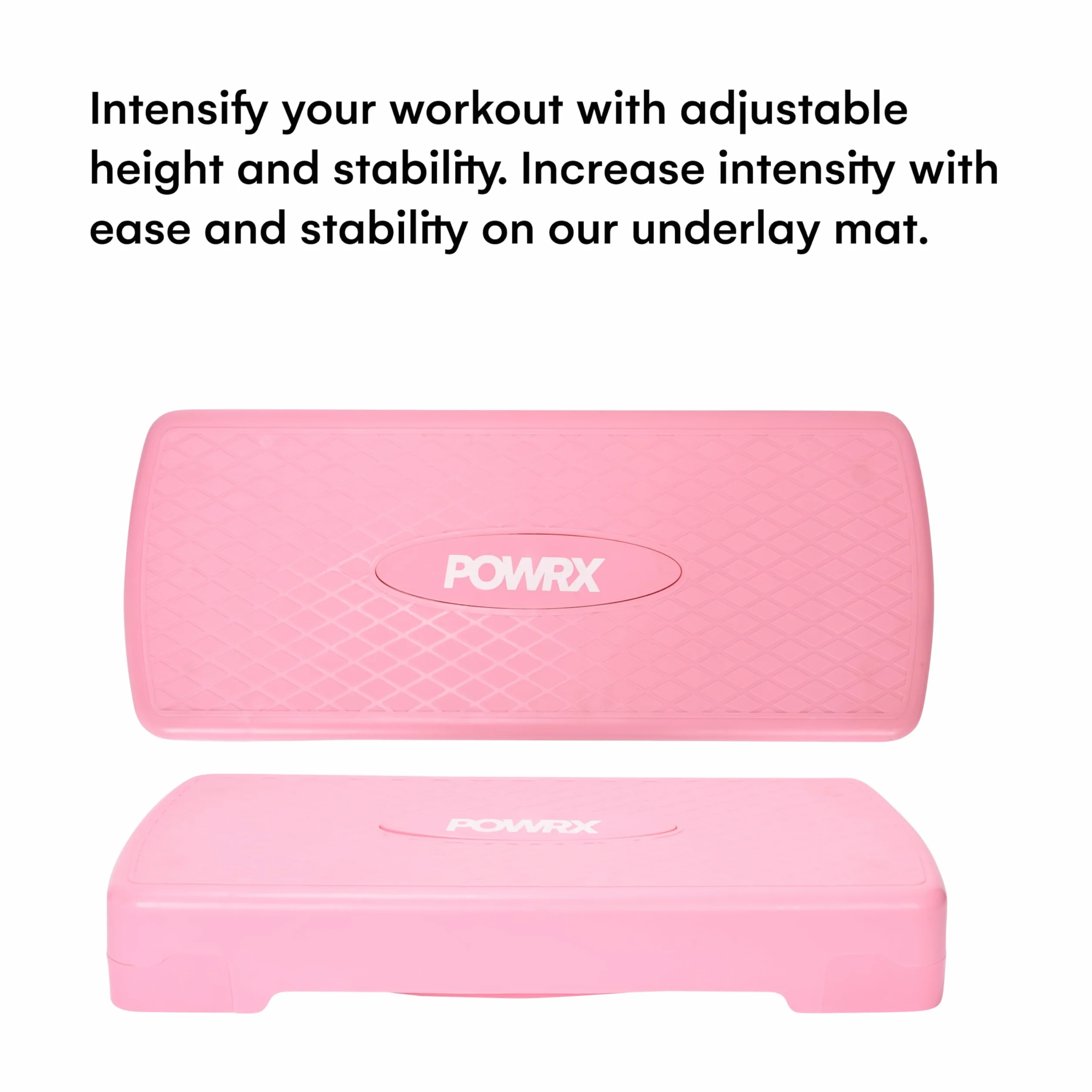 POWRX Step Board d'aérobic Hauteur réglable 68 x 28 cm Rose