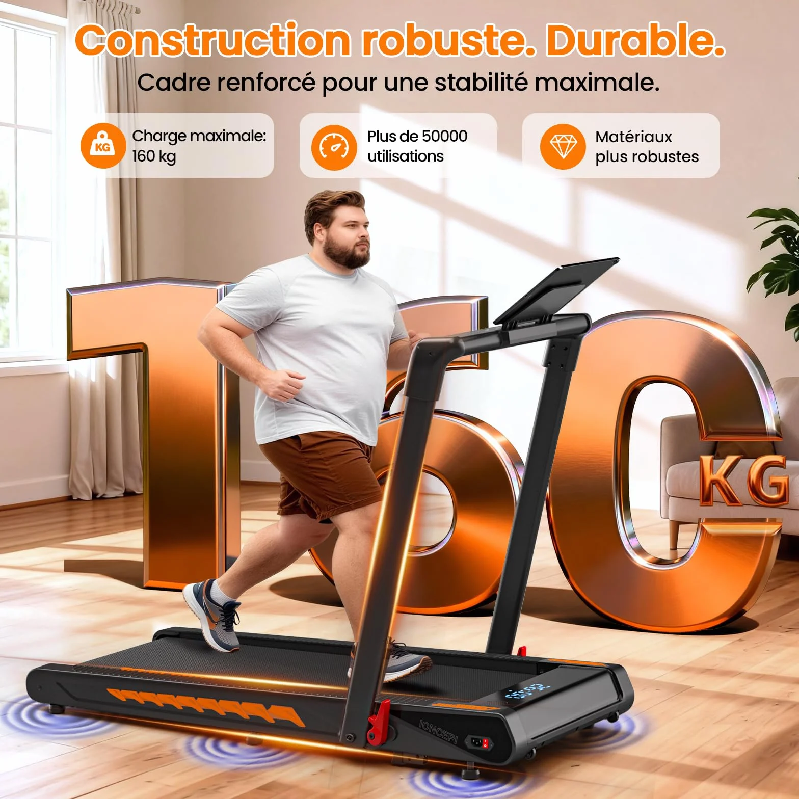 Tapis de Course 6 en 1 Pliable avec Enceinte Bluetooth, Moteur 3,0 CV, 12 KM/H, Charge 160 kg