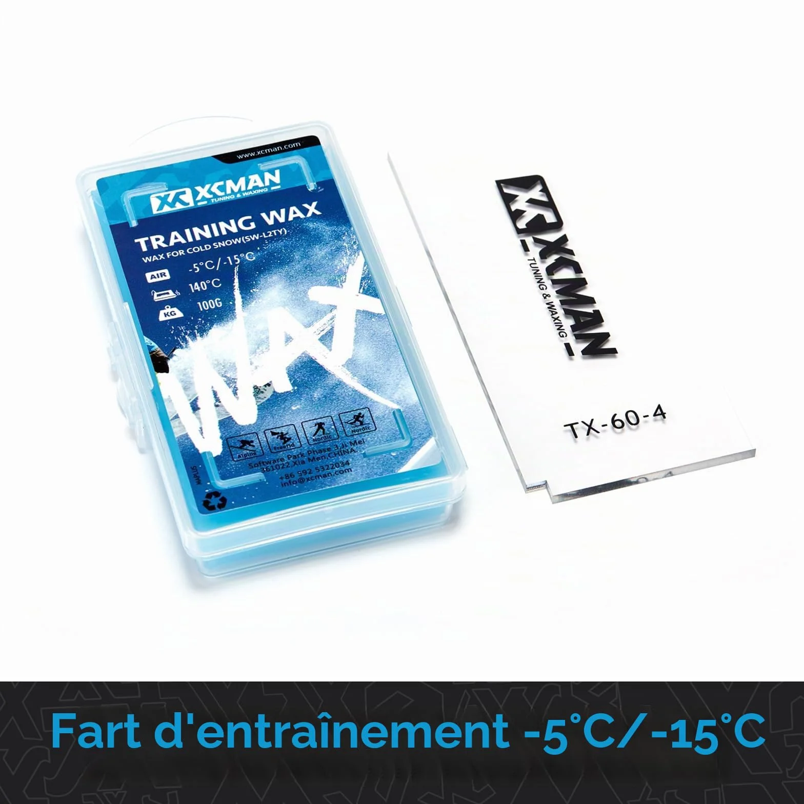 XCMAN Kit de brosses de réglage pour Ski et Snowboard - Nylon, Laiton, Crin de Cheval - Grattoir en métal - Lime Plate en Ptex, Boîte Bleue