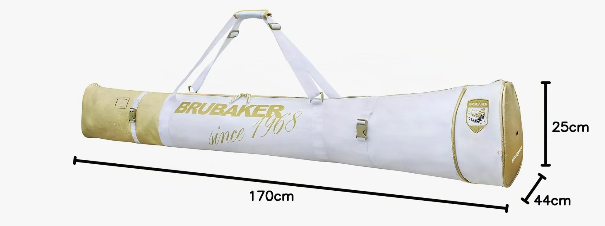 BRUBAKER - Set de Ski 'Saint-Moritz' - Sac à Chaussures de Ski & Housse à Skis - pour 1 Paire de Skis, bâtons, Bottes & Casque - 170 cm - Blanc/Doré