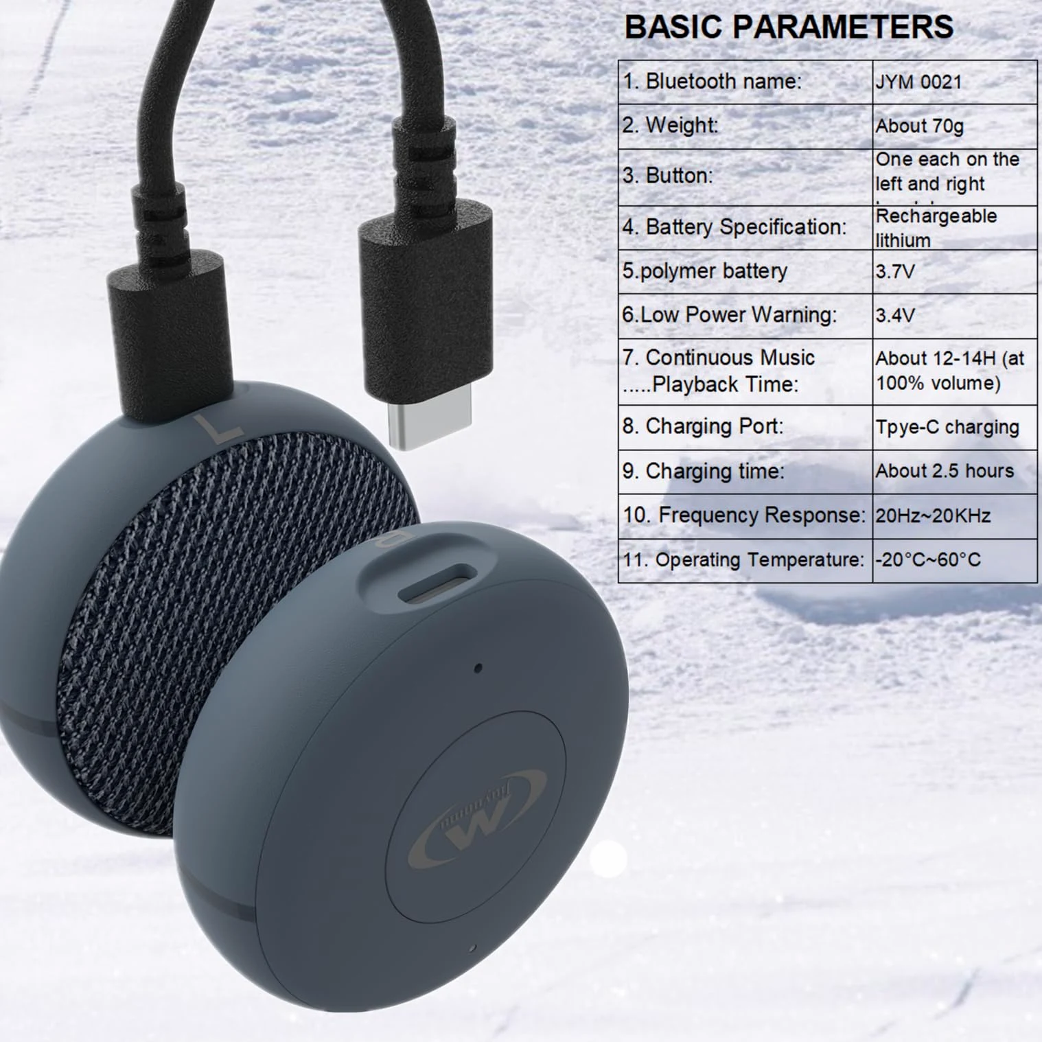 Outdoor Sports Ski Helmet Headphones - Haut-parleurs de Casque Bluetooth 5.3 sans Fil pour Le Ski, Le Snowboard, Le vélo de Montagne et l'escalade
