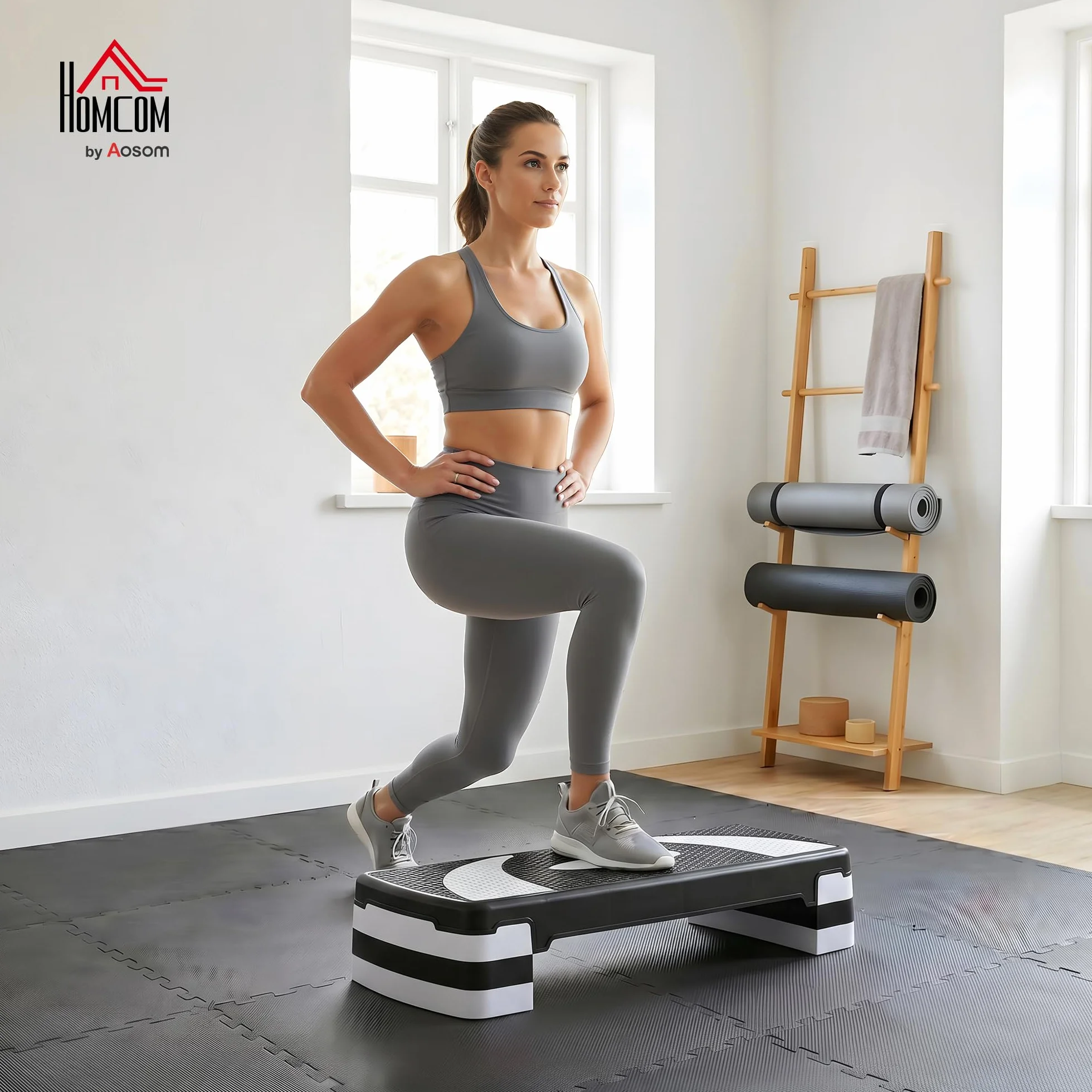 HOMCOM Stepper Fitness Aérobic Hauteur réglable 10/15/20 cm Antidérapante