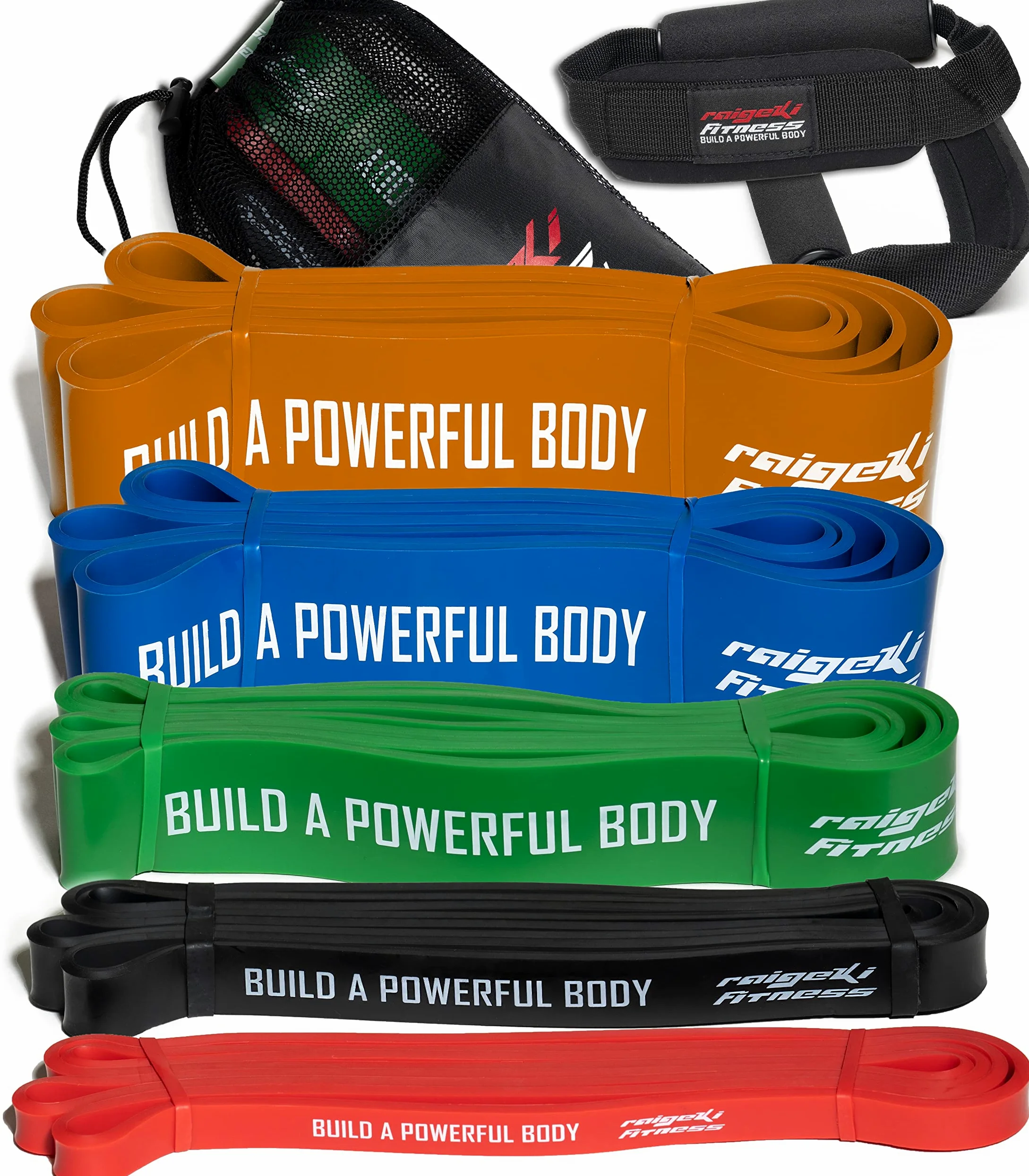Raigeki Bandes élastiques de résistance de fitness (+ plans d'entraînement) [individuellement et ensemble] Bandes de résistance longues bandes de fitness pour sports de force – Bande de fitness Bandes
