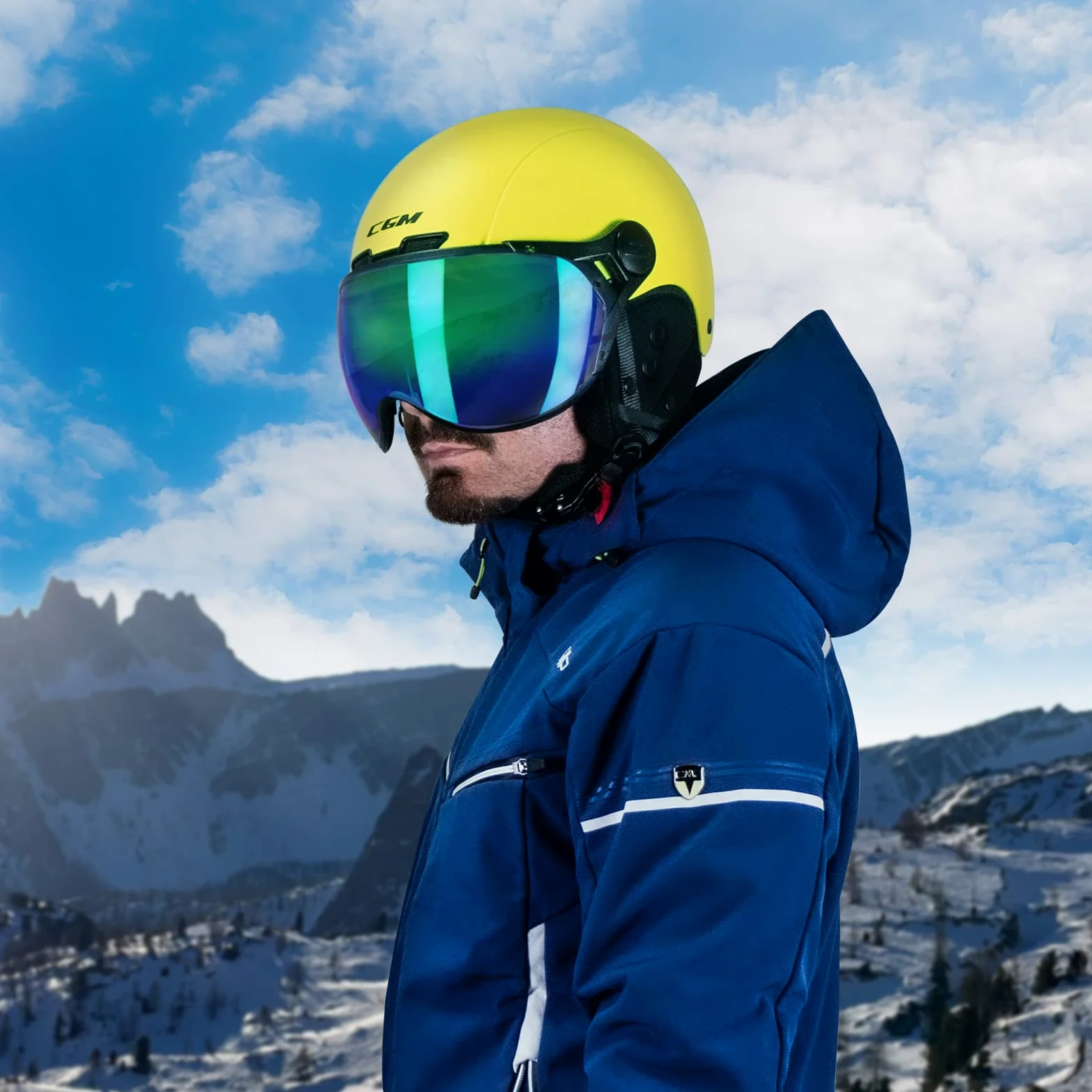 CGM EBI Casque de Ski Mixte Adulte, Jaune Fluo Mat, M (57-58cm)