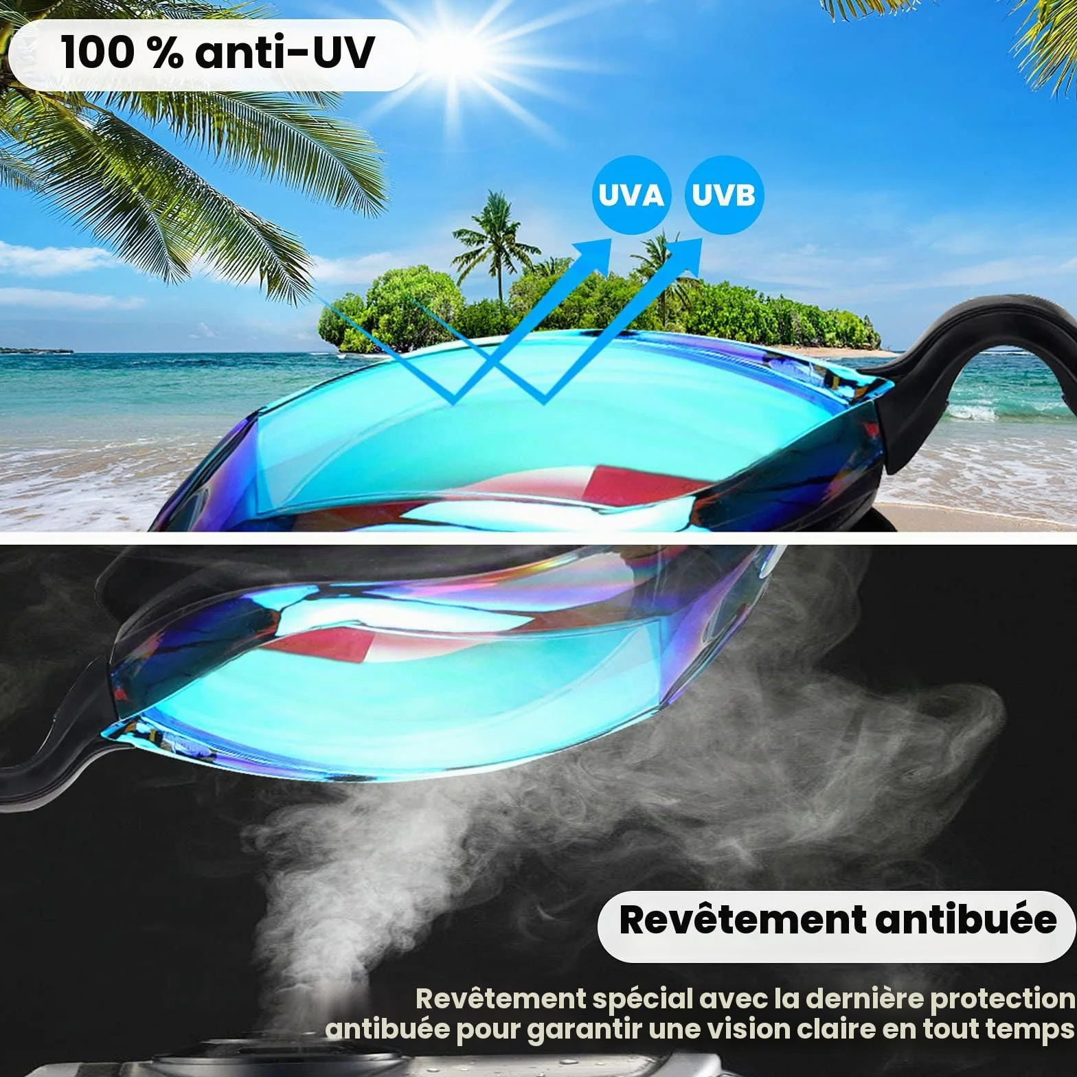 Lunettes de Natation Polarisées Anti-buée Protection UV Hommes Femmes Adultes
