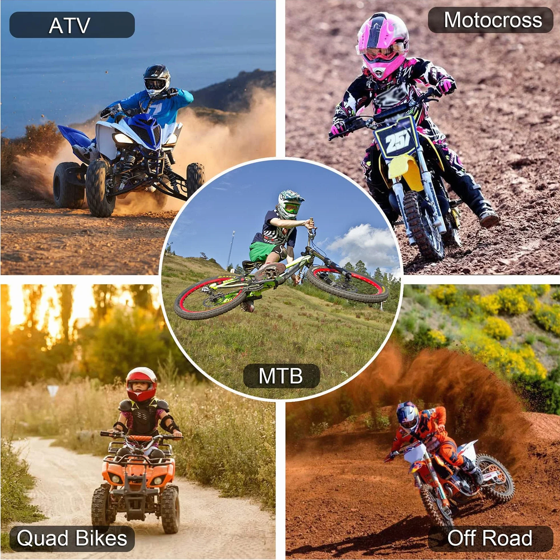 Casque de Motocross Double Sport Jeunesse Enfants Intégral Tout-Terrain Moto avec Lunettes Gants Masque