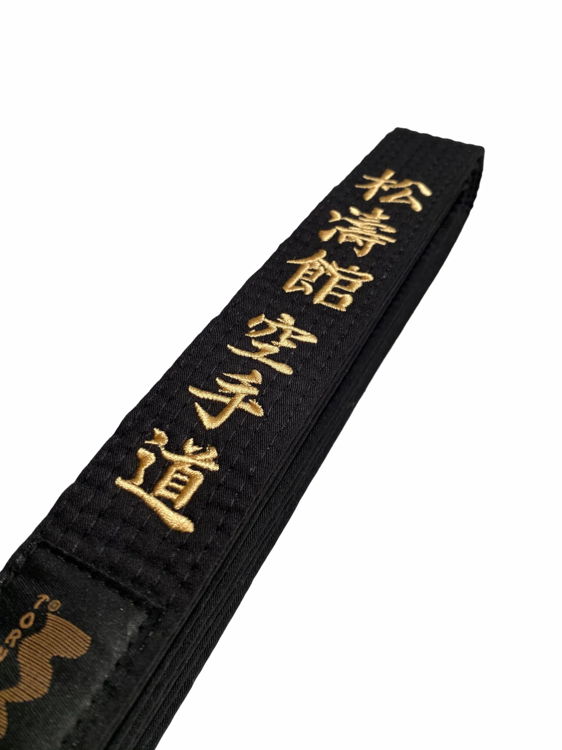 Ceinture noire de karaté Shotokan Kanji brodée dorée