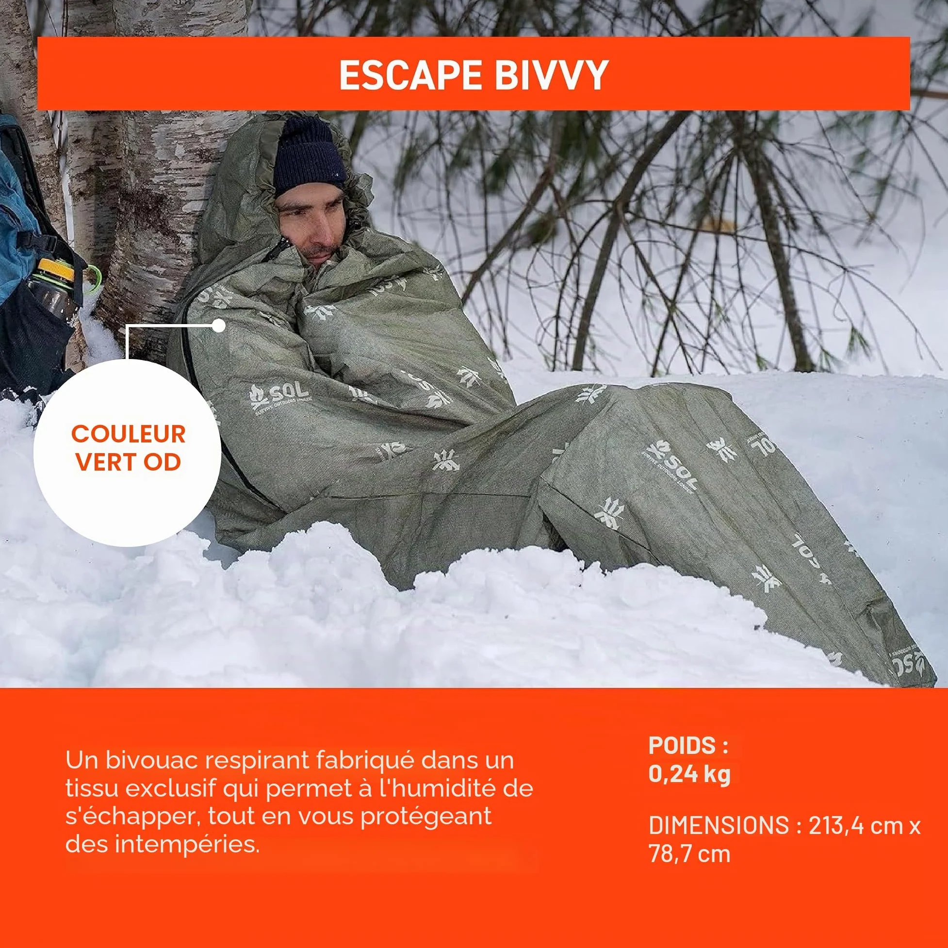 Sol Escape Bivouac avec Capuche Vert