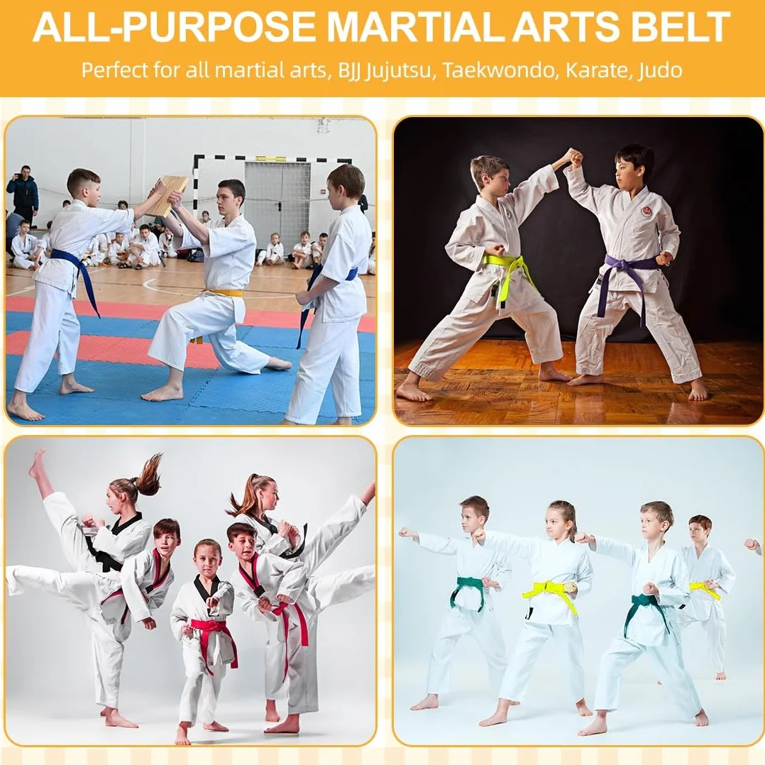 Kimono Judo Enfant Ceinture Jaune Taekwondo Coton Arts Martiaux 240cm