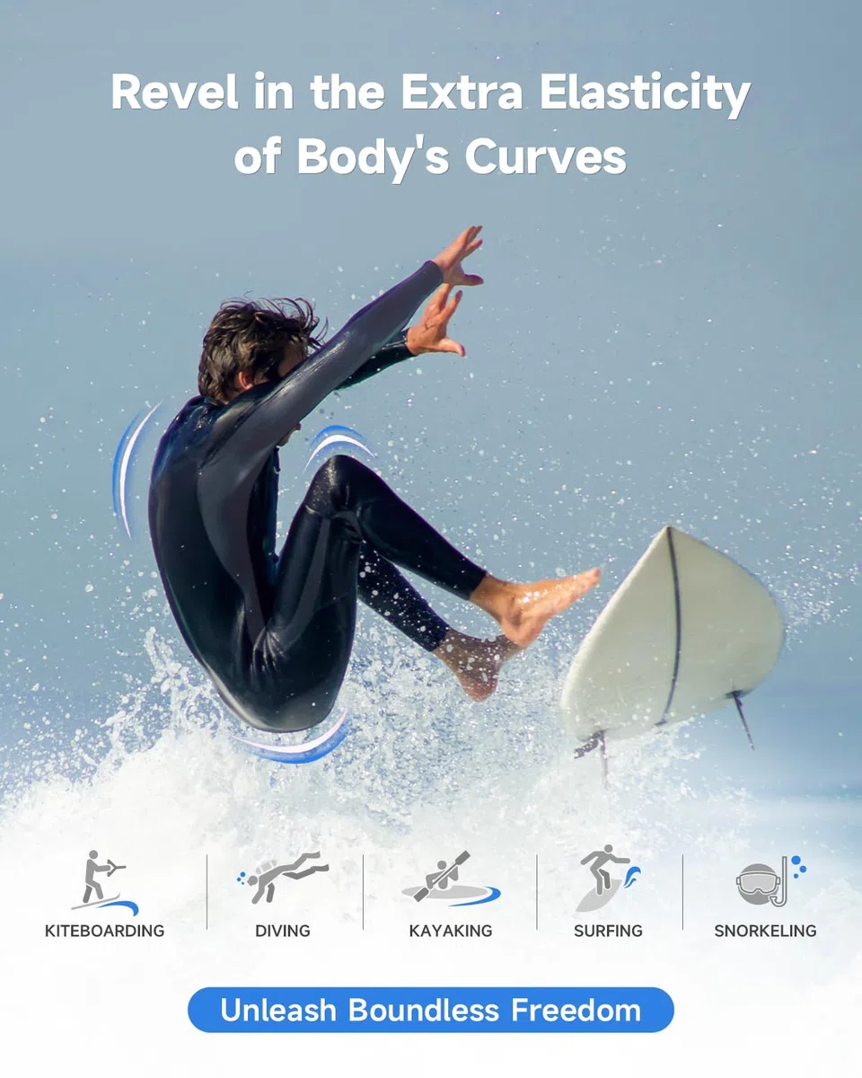 Combinaison de plongée pour Homme (14 Tailles) – Super Extensible – Combinaison de plongée intégrale de 3/2 mm pour Homme – pour Le Surf, la plongée, la plongée avec Tuba, Le Kayak, la