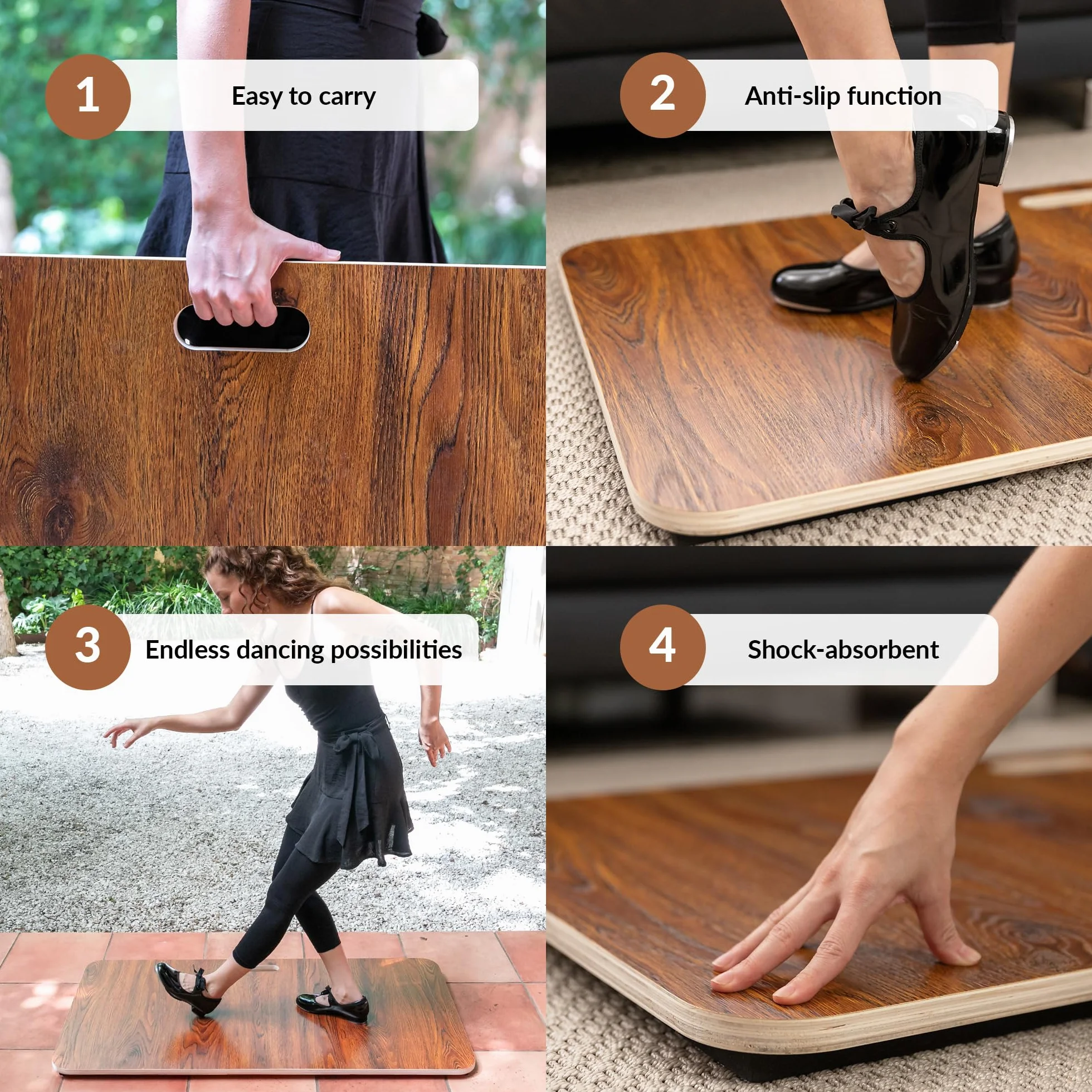 ODOXIA Planche de Claquettes pour Danse Portable Toute Surface Coussiné