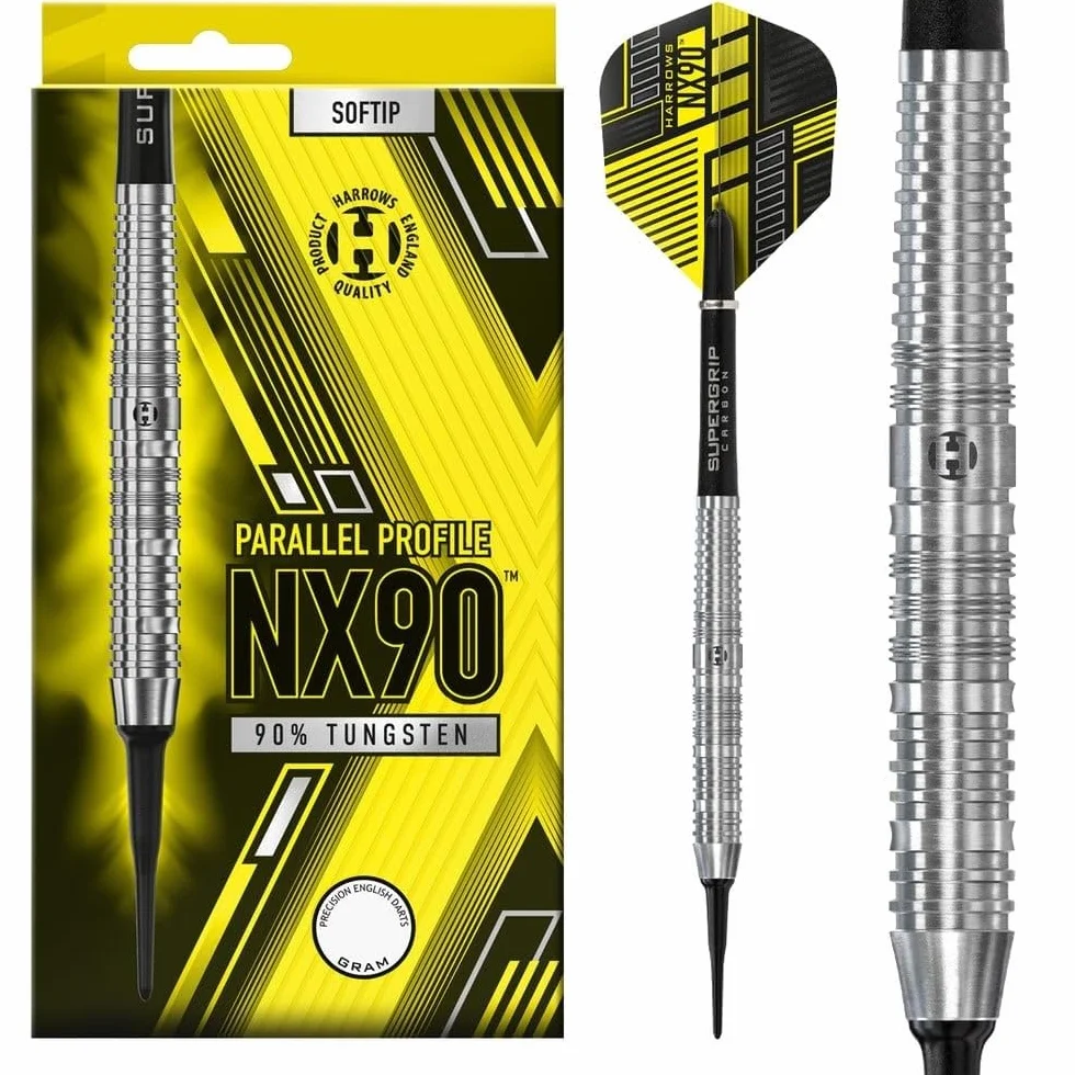 Harrows Lot de 3 fléchettes NX90 Professionnelles 90% tungstène 18g 20g Pointe Souple