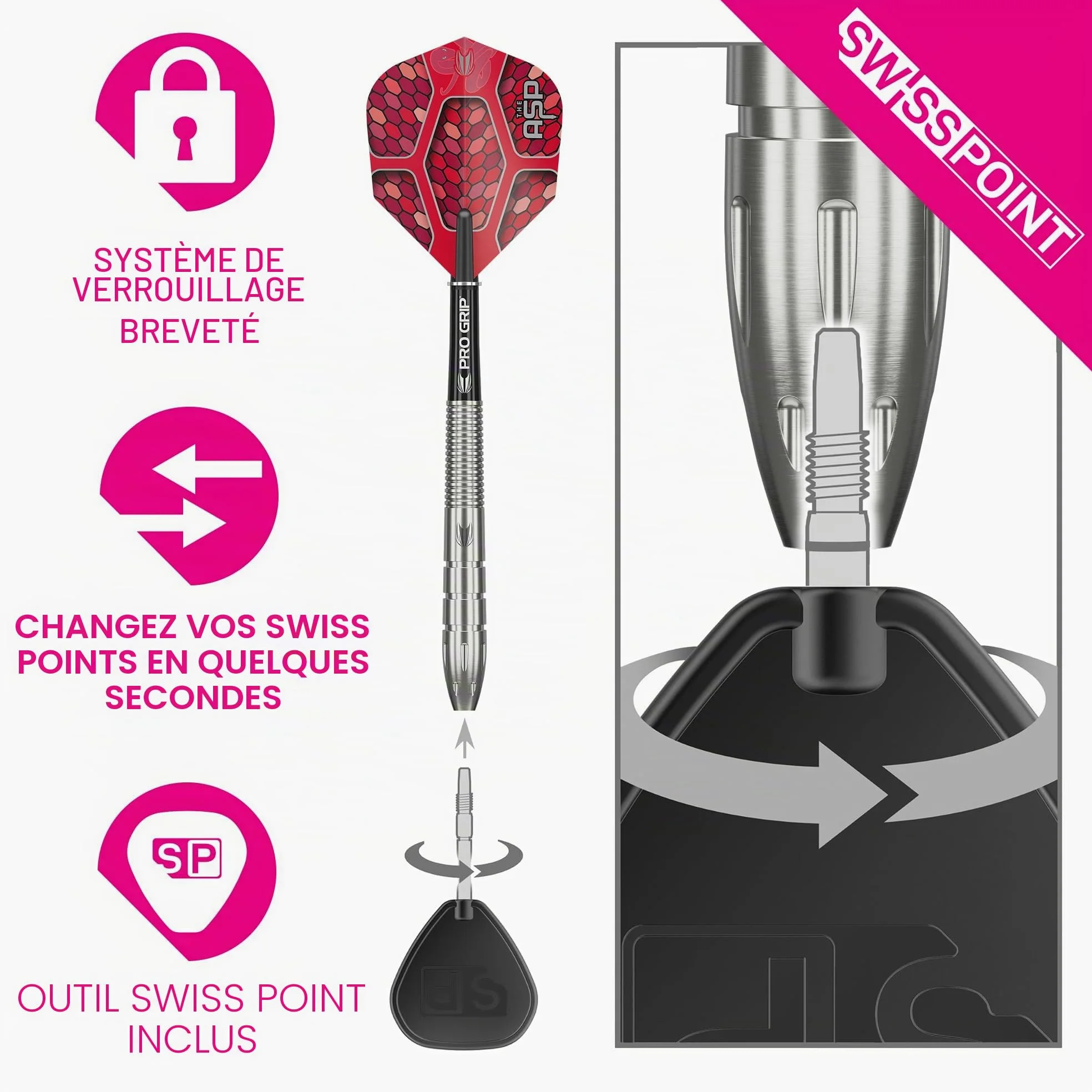 Target Darts Nathan Aspinall Generation 1 Fléchettes à Pointe d'acier, 90% Jeu de fléchettes en tungstène, 22G/24G/26G | Fléchettes G1 Player Edition avec Pointes suisses ou Points Fixes, Pro Grip