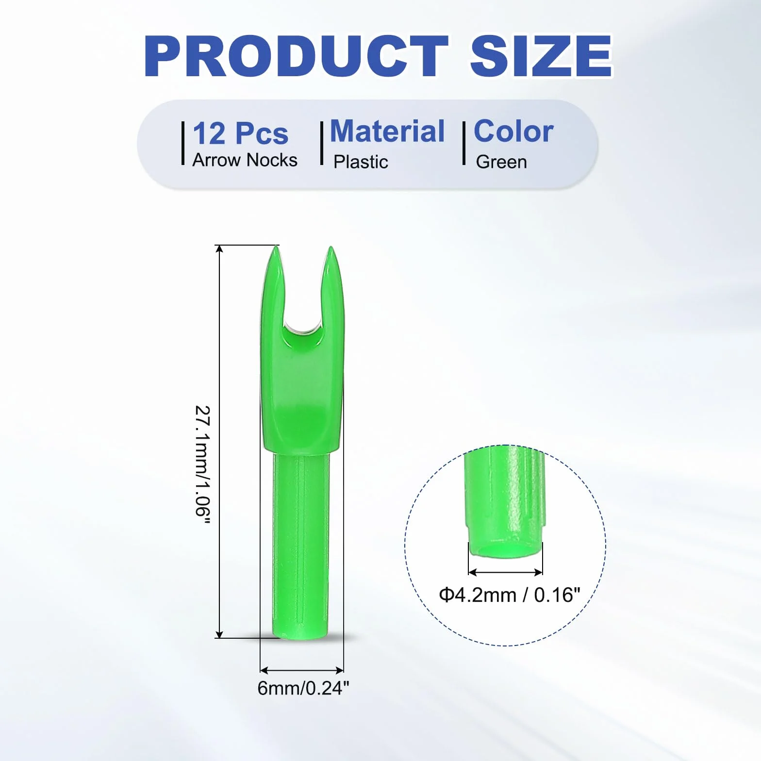 PATIKIL Flèches de Tir à l'arc Nocks 4.2mm 12 Pcs Insert en Plastique Nock de Remplacement pour Arc Composé Recurve Vert