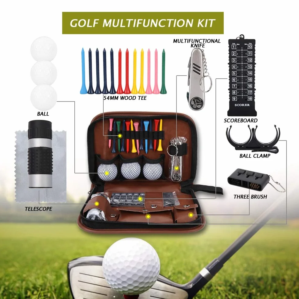 BuyWeek Sac de Trousse à Outils de Golf, Accessoires de Golf pour Homme et Femme, Trousse à Outils de Golf multifonctionnelle, Sac en PU pour Cadeau de Golf