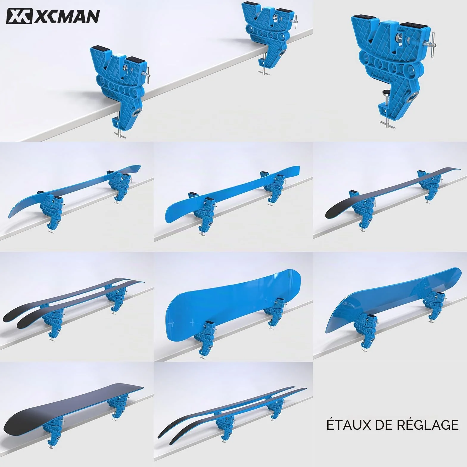 XCMAN Ski and Snowboard Vise for Tuning Waxing Repair, Non-Slip Vice Grips with Horizontal Vertical Tilt Positions