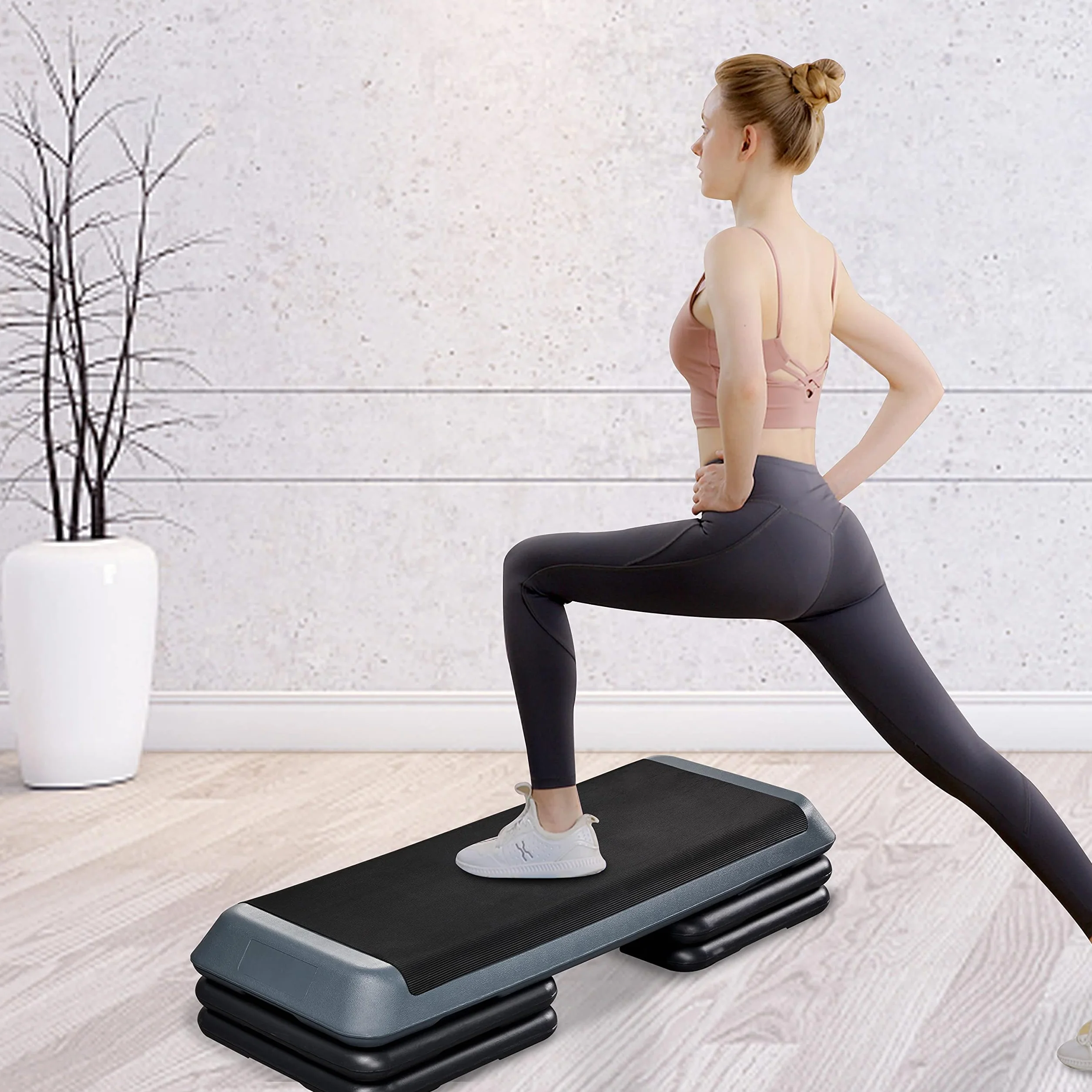 Yaheetech Stepper d'Aérobic Step Fitness 110 x 43 cm Hauteur Réglable 3 Niveaux 11cm/16cm/21cm Charge Max. 250kg
